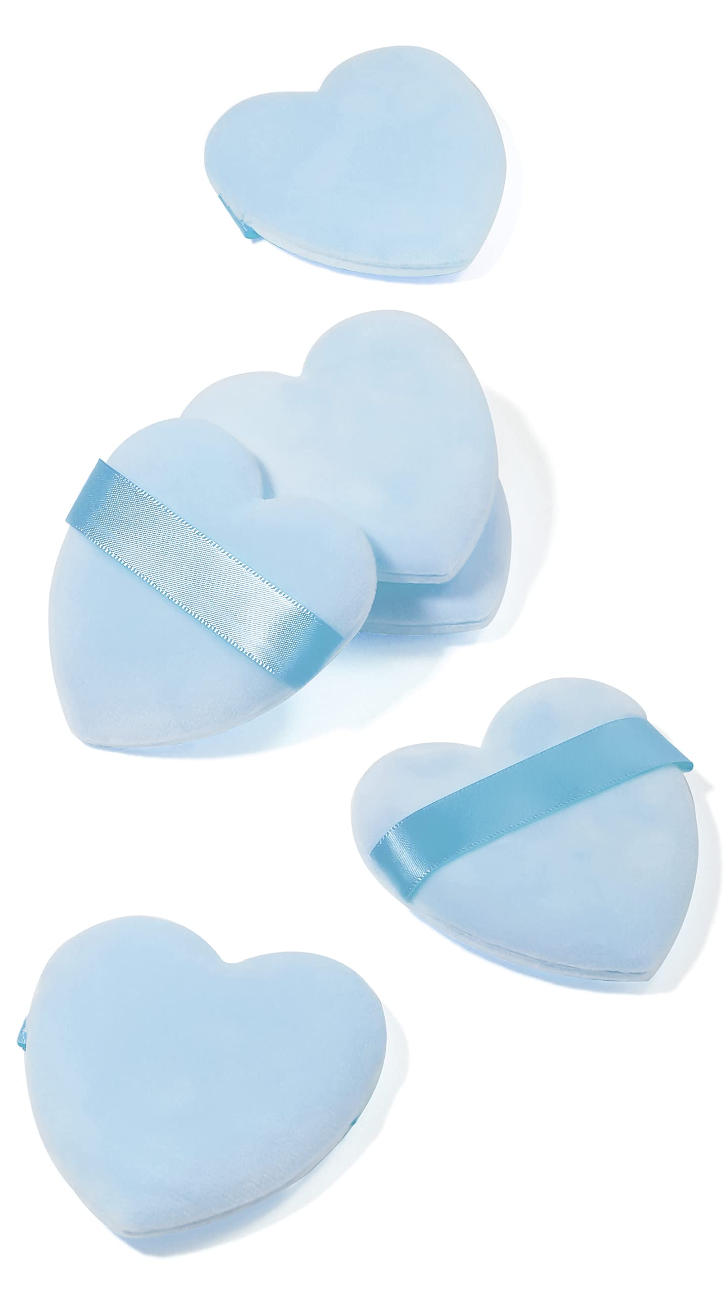 MOTZU 6 Pieces Cotton Powder Puff, Made of Pure Cotton Velour in a Heart Shape Designed for Contouring, Under Eyes, and Corners, 3.0-inch Standard Size, with Strap, Makeup Tool For Cosmetic