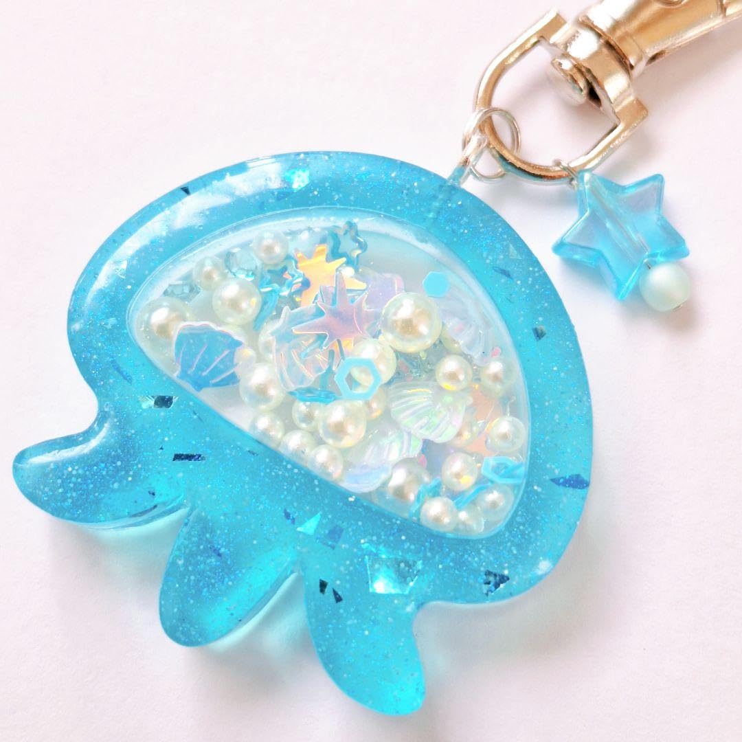 Amazon.co.jp: レジン シャカシャカキーホルダー（オイルなし）クラゲ