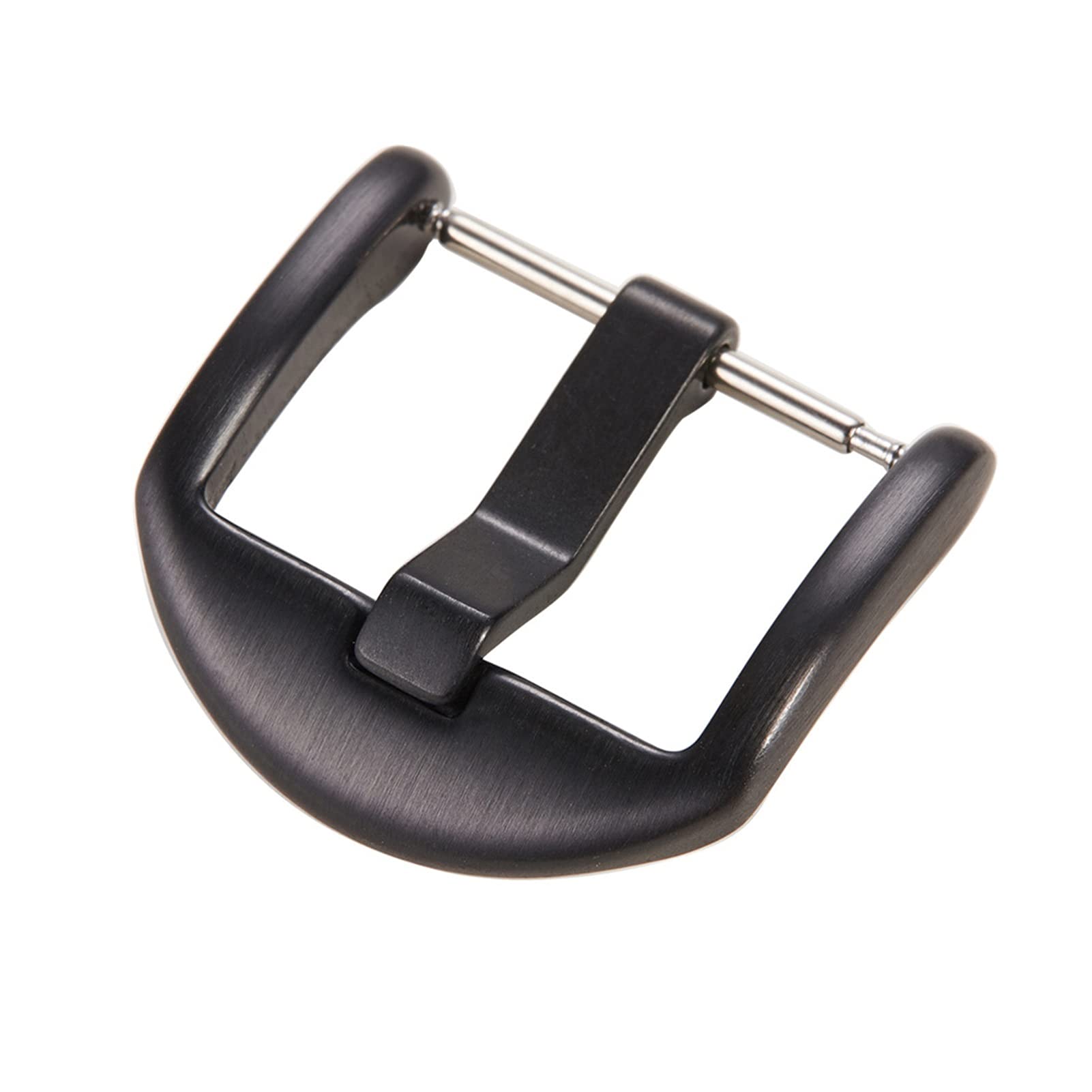 Cinturino Universale con Fibbia in Acciaio Inossidabile, con Chiusura a Doppia Faccia, Colore Nero e Argento (20 mm, Nero)