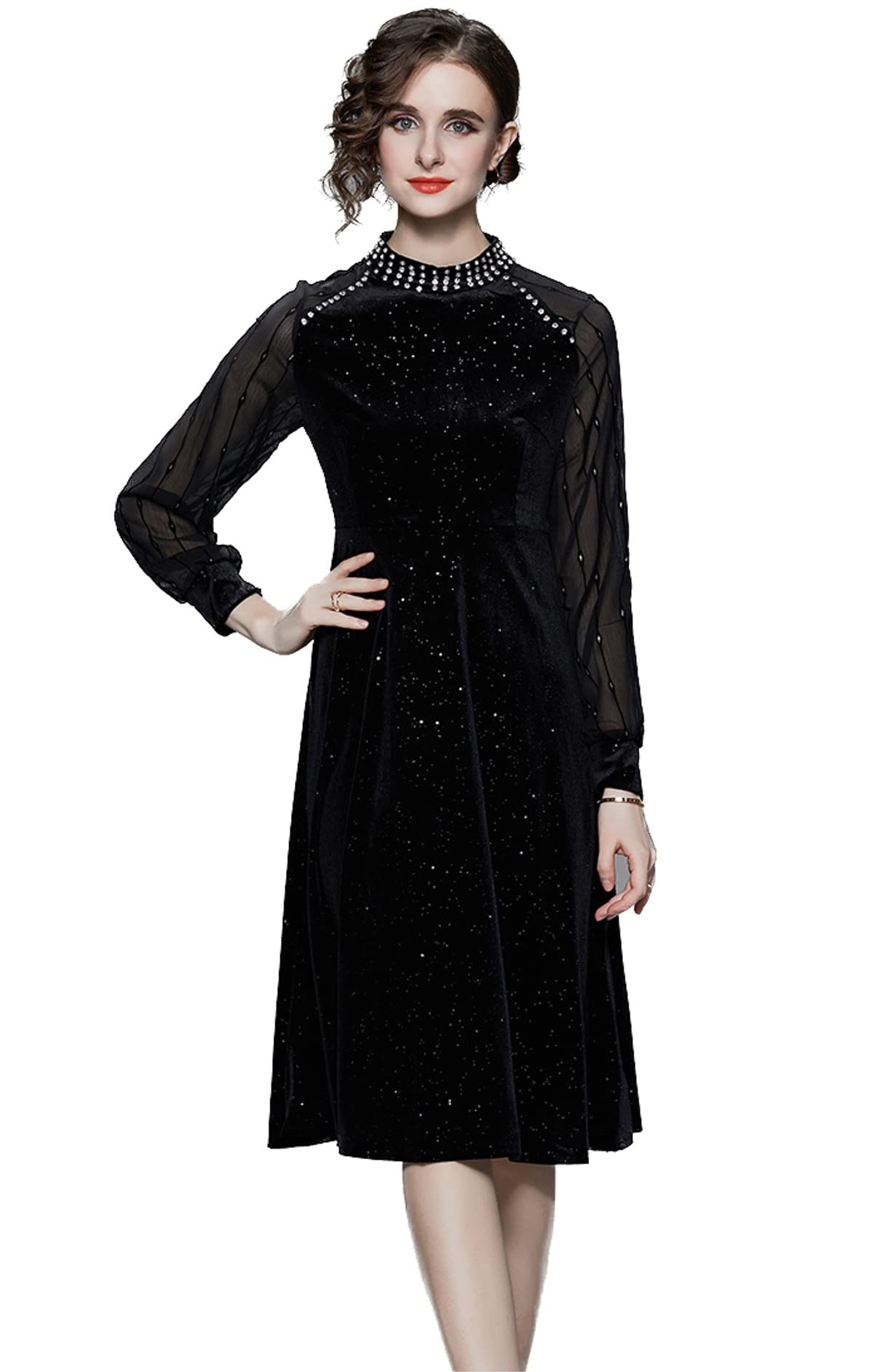 定価約8万円の品❗️ 編み上げリボン 光沢 ブラック タイトドレス 深スリット Amazon | [EightSTAR Dress] パーティードレス 結婚式 ドレス 袖あり