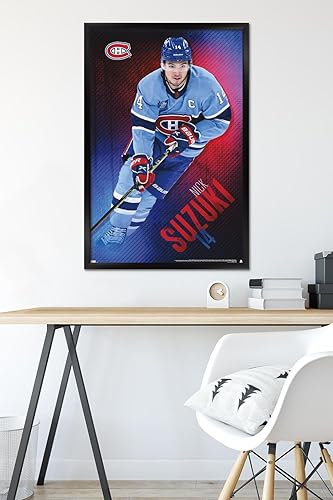 Miniatura 6 de Trends International NHL Montreal Canadiens - Póster de pared de Nick Suzuki 23, 22.37 x 34.00 pulgadas, versión enmarcada en negro