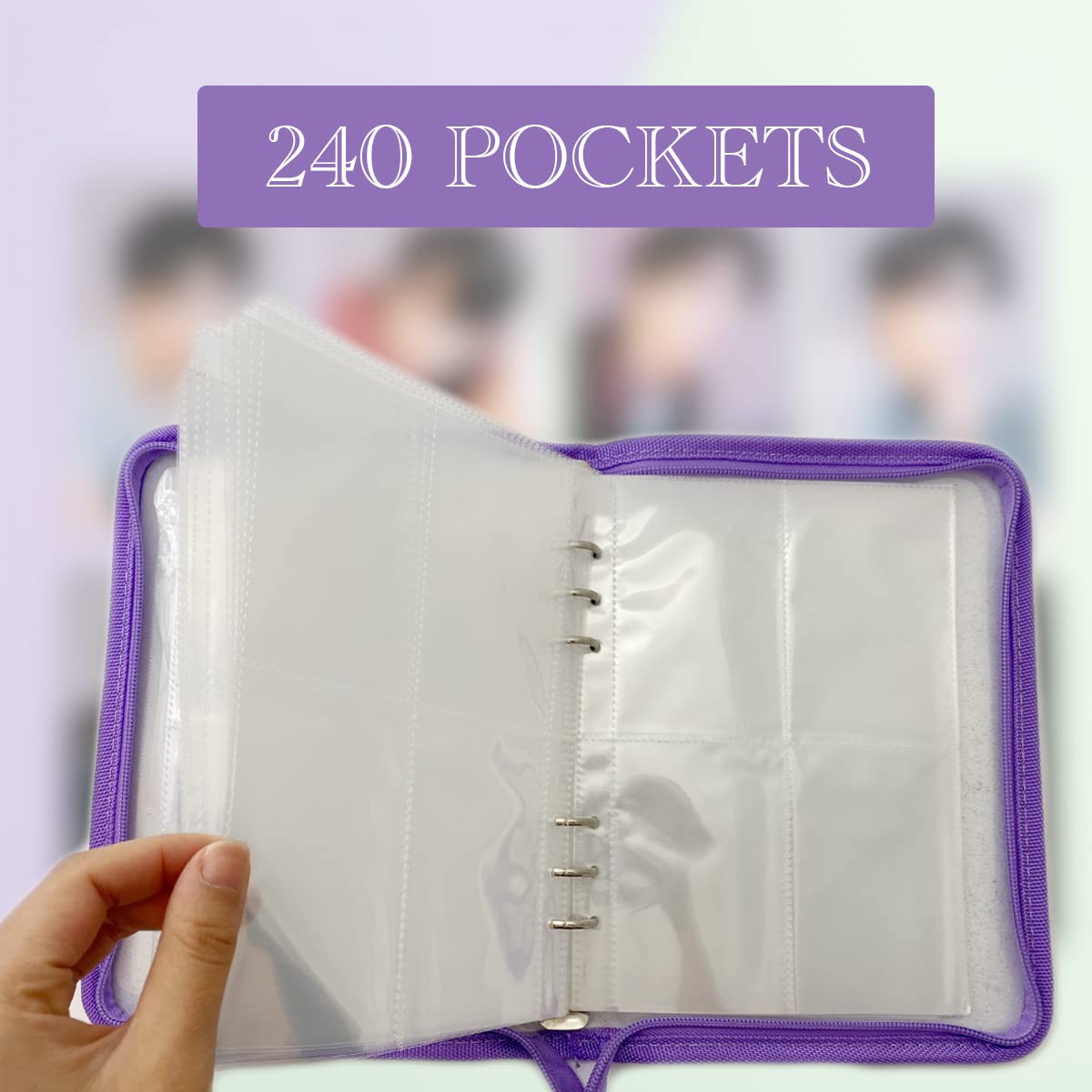 Amazon.com: Kpop Photo Card Binder Lomo Cards A5 Photocard Holder Book,30  Photocards PC Album Sleeves 240-Pocket Collect Inserts for BTS/Stray  Kids/Twice/TXT/Black Pink/Seventeen,Cute 10-Sheet Stickers (Purple) : 辦公用品