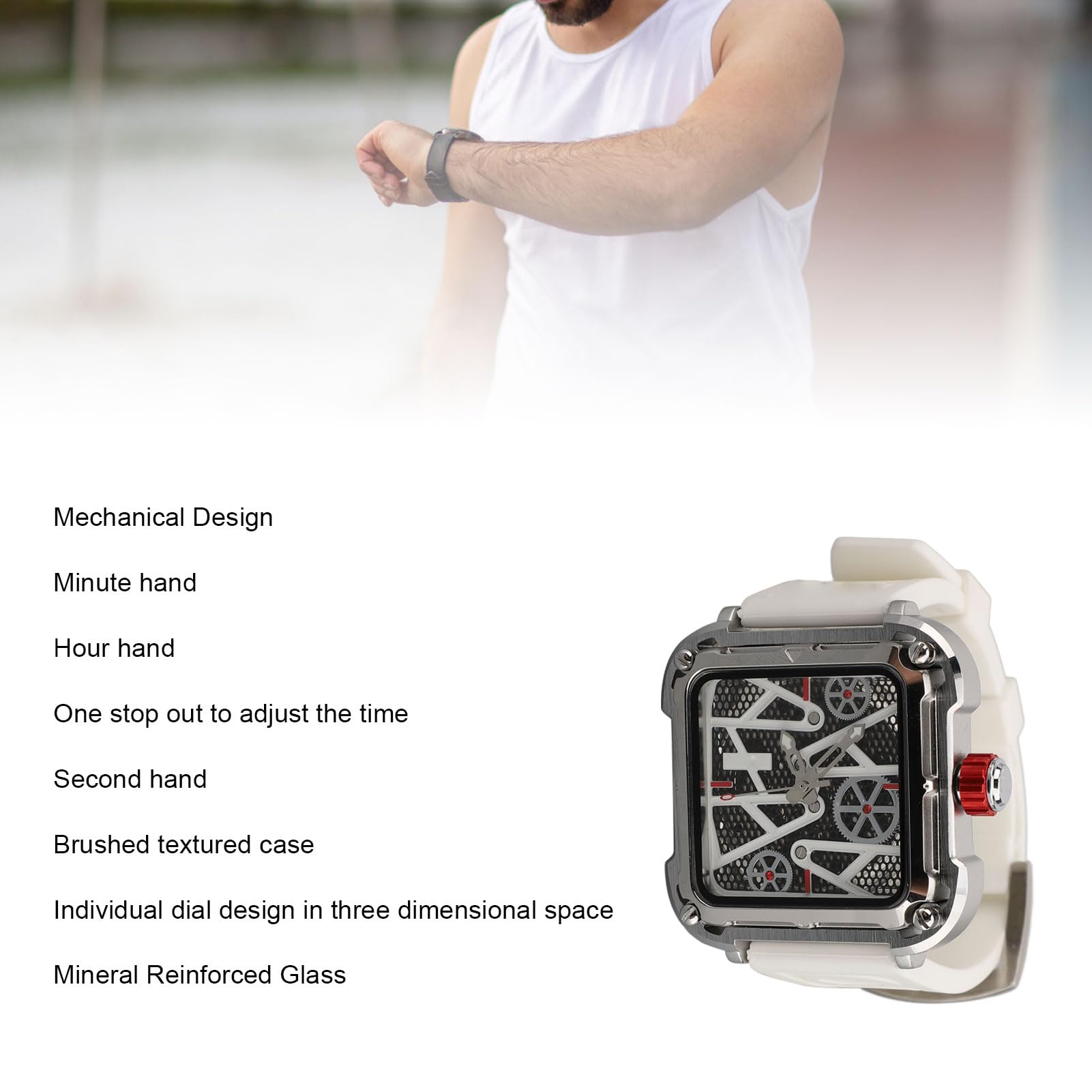 30m Wodoodporny Silikonowy Pasek do Zegarka Mechanicznego Modny Automatyczny Zegarek dla Mężczyzn 44mm