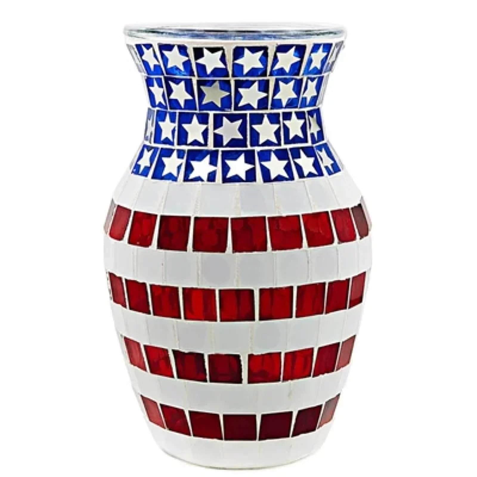 Geometric Vase Pastoral Mosaic Glass Vase, Home And Restaurant Decoration Furnishings(Style01)