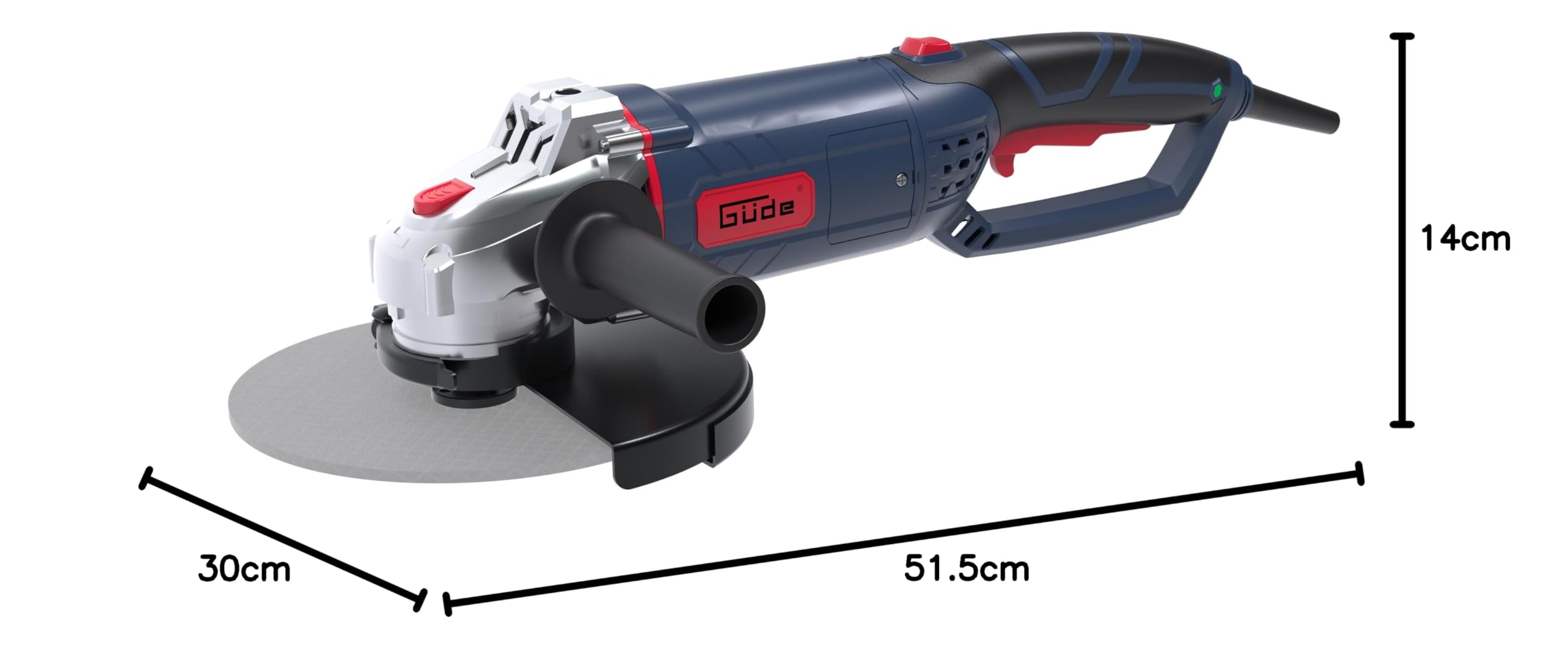 Güde Winkelschleifer WS 230-2350 R (2350 W, ø 230mm, 6500 1/min, drehbarer Handgriff (3x90°), 3-Pos. Zusatzgriff, Metallgetriebegehäuse, Spannungsanzeige, selbstabschaltende Kohlebürste, ohne Scheibe)