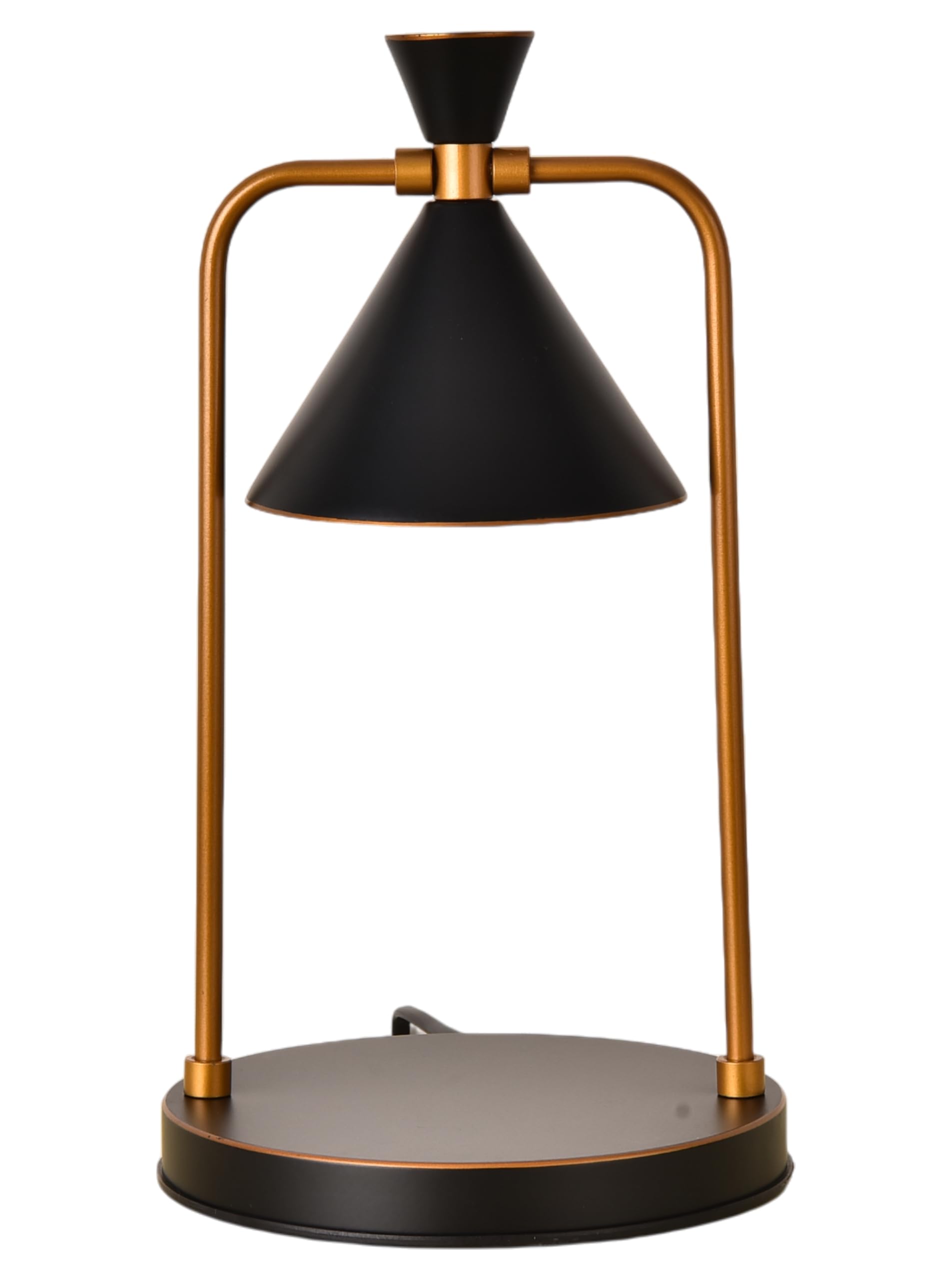 Lampe Chauffe-Bougie Style Industriel, Abat-jour Noir, Structure Laiton Doré, 50W Max, Variateur et Minuteur, GU10
