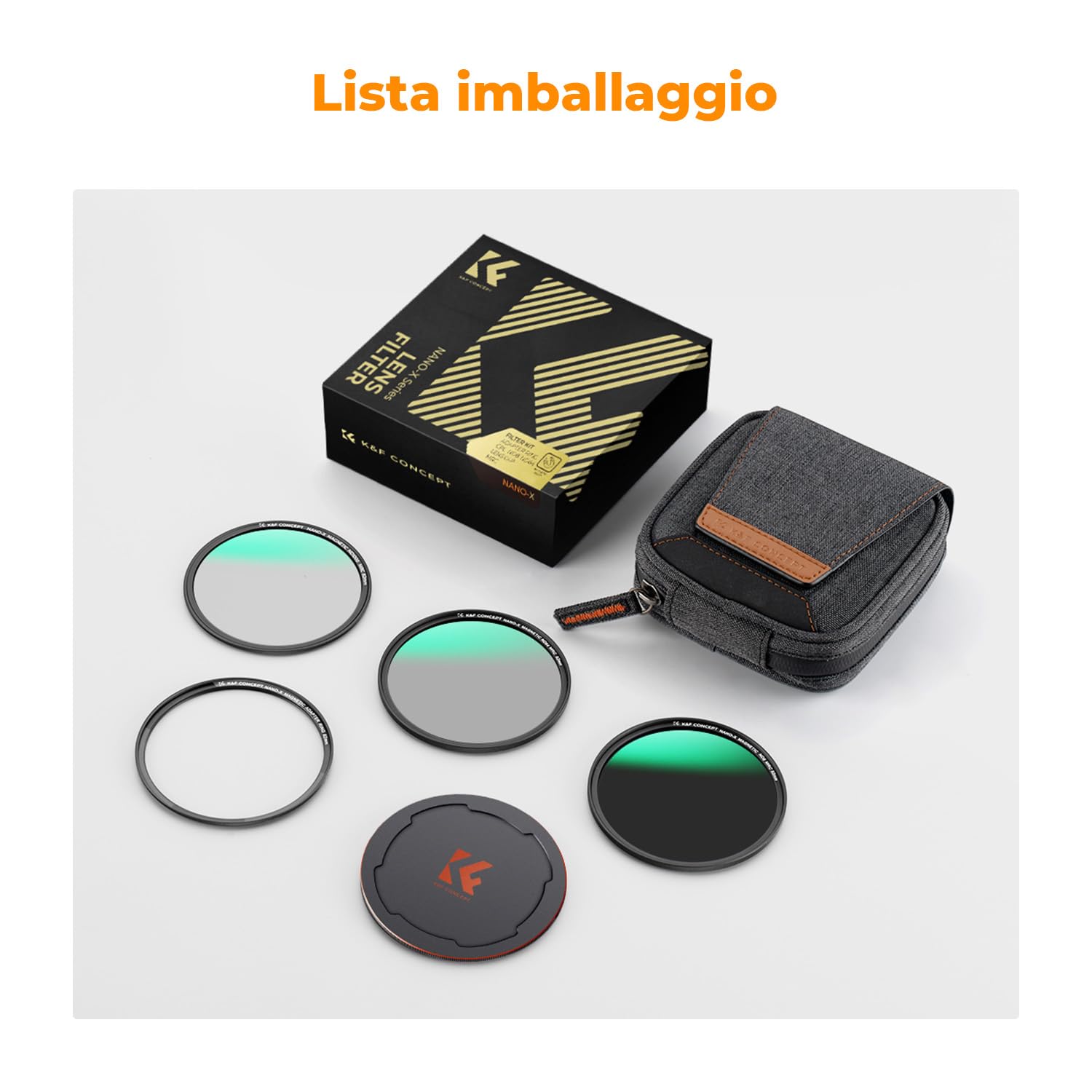 K&F CONCEPT Kit di Filtri Magnetici Nano-Xcel 82mm Magnetic Filter Quick Swap System Filtro Polarizzatore (CPL),ND8, ND64, Anelli Adattatori Magnetici,Tappo Obiettivi Magnetico, Custodia per Filtro