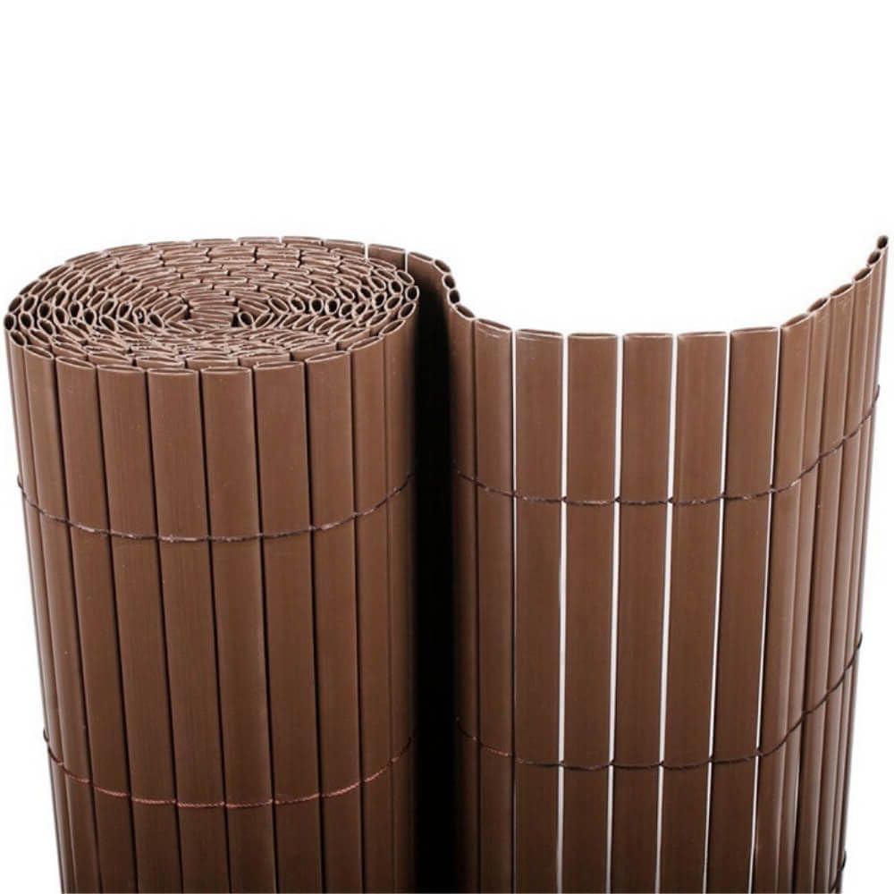 BONERVA | Cañizo PVC | Doble Cara | Valla de decoración Exterior para jardín y terraza (Chocolate, 2 x 3 Metros)