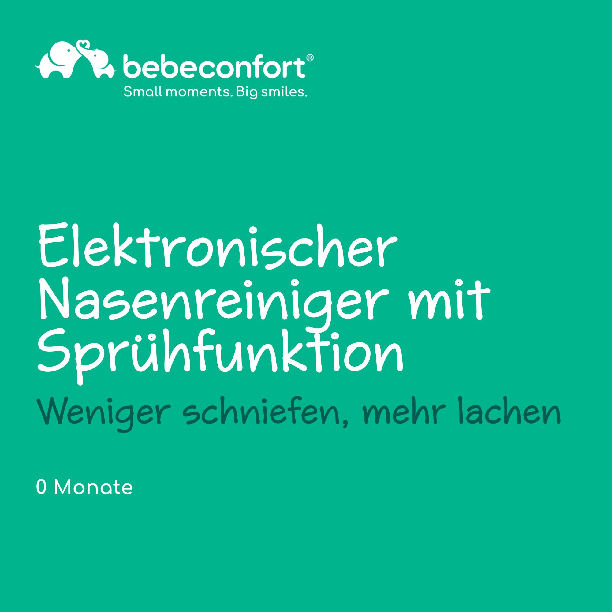 Bebeconfort Nasensauger Baby Elektrisch mit Sprühfunktion, Ab der Geburt, 2-in-1-Spray und Saugfunktion, Schneller, Leiser Baby Nasenreiniger, 2 Abwaschbare Silikonspitzen, Leicht zu Reinigen, Kompakt