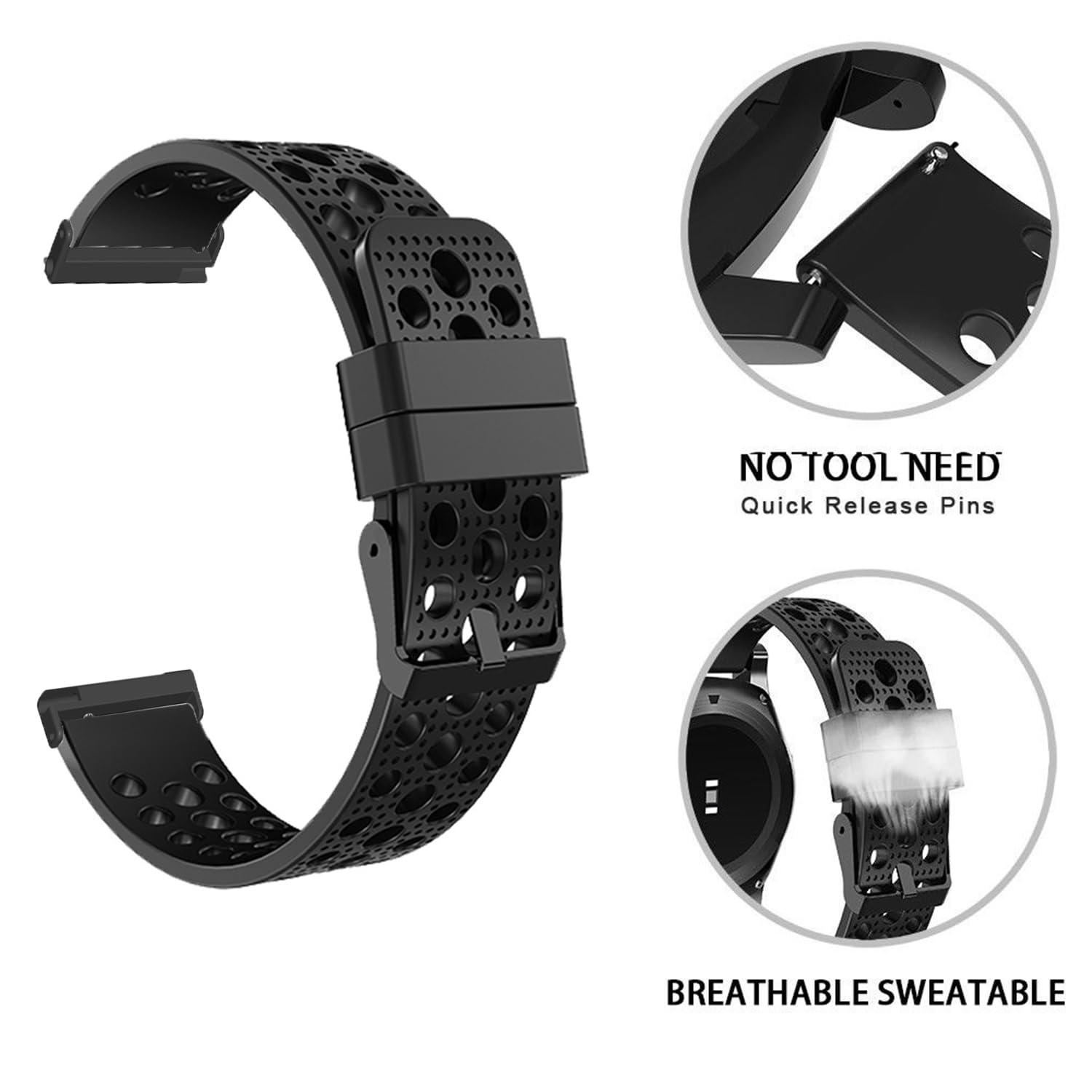 Cinturino in silicone compatibile con TicWatch Pro, Pro 3, Pro 3 Ultra, S2, E2, GTX BR22