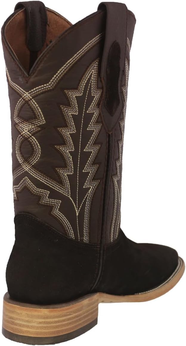 Mens Dark Brown Western Dress Cowboy Boots Classic Suede Leather Square Toe image 3