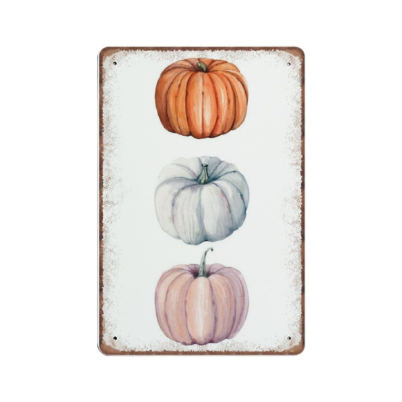 rayprint Fall Decor Pumpkin Tin Signs Fall Autumn Decor Farmhouse Decor Retro Funny Metal Sign Vintage Poster Wall Art for Kitchen Garden Bathroom Farm Home Coffee Decor Tin Sign, 20x30 cm