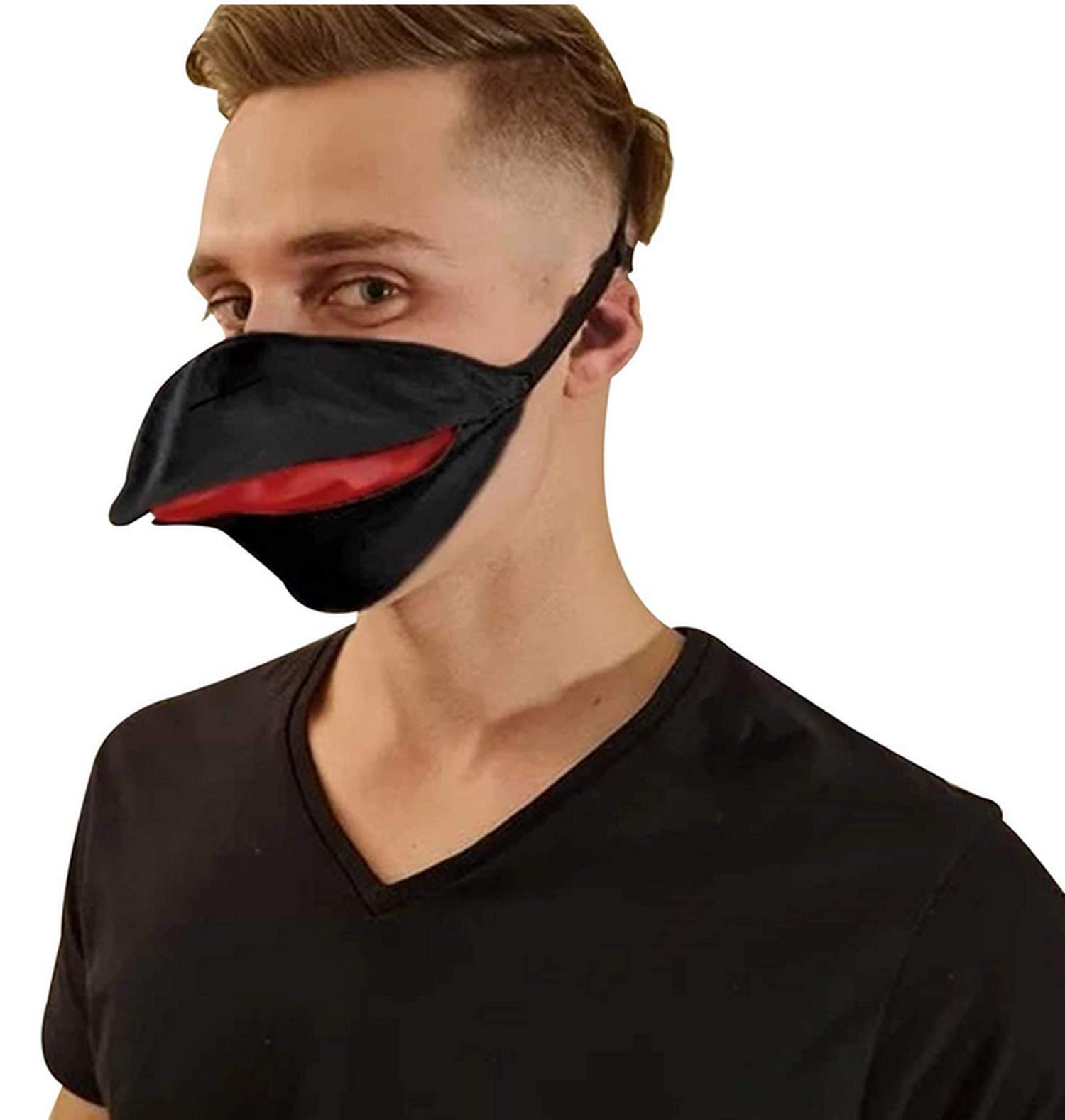 ausuky Party Animal Duck Face Covering Bird Beak Hand Made Talking Face Cover Novelty Christmas (black,medium)