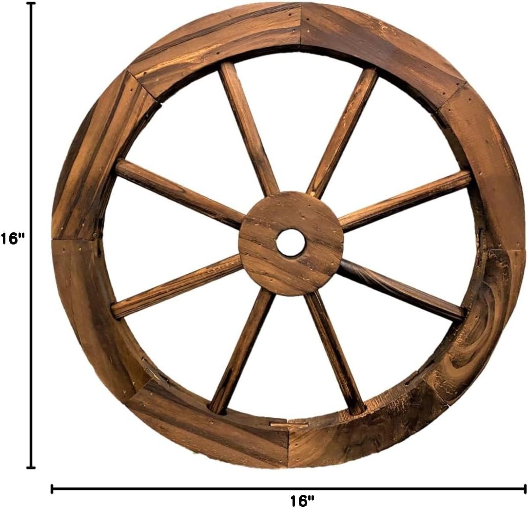 BestGiftEver Wood Wagon Wheel 15.75" Wall Hanging Decoration Home Décor