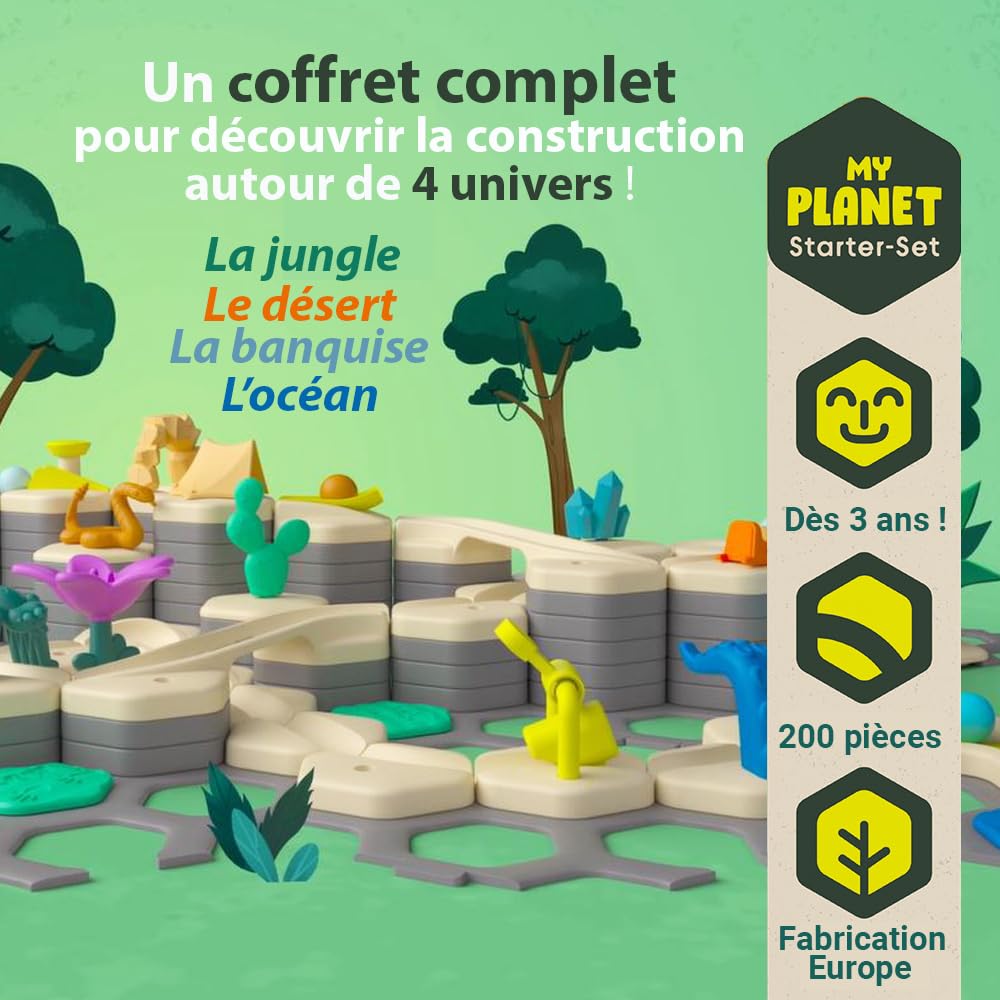 Ravensburger - Gravitrax Junior - Starter Set XXL My Planet 200 pièces - Circuit de Billes - Jeu de Construction créatif - Parcours de Billes à Construire - Dès 3 Ans - Version française - 27059