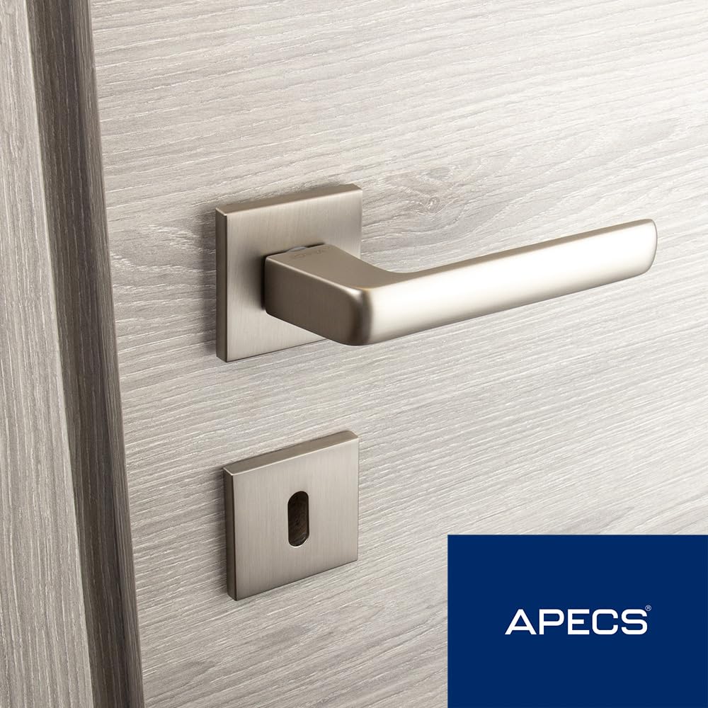 APECS AVIOR PZ - Maniglia per porte interne, moderna, per porta interna, con rosette quadrate, maniglia opaca con materiale di fissaggio