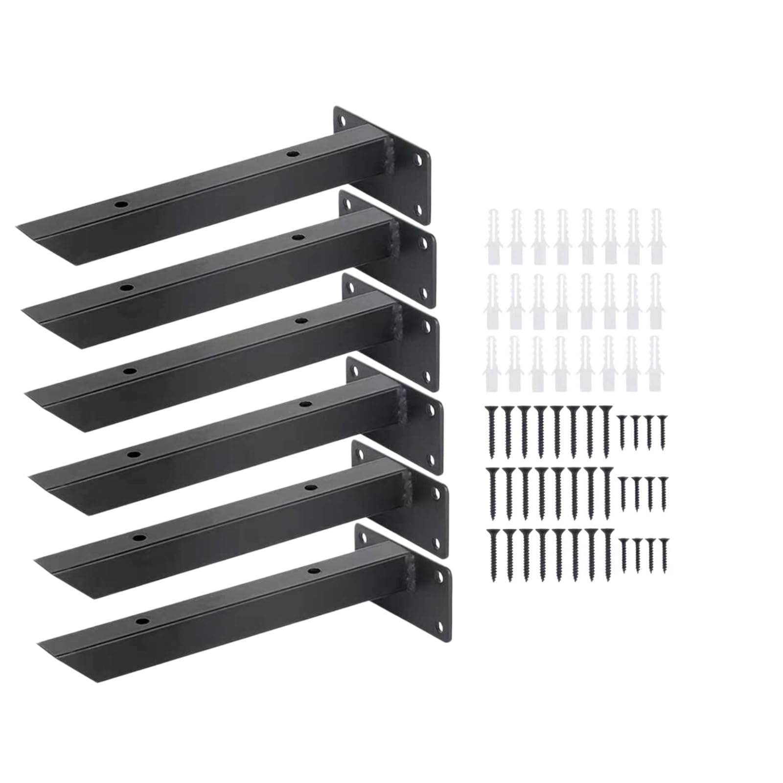 Soportes De Estante De Alta Resistencia,6X Soporte Estanterías Flotante Montados En La Pared De Metal De Hierro, Escuadra Estantería Ocultos Invisibles Que Incluyen Tornillos(25cm)