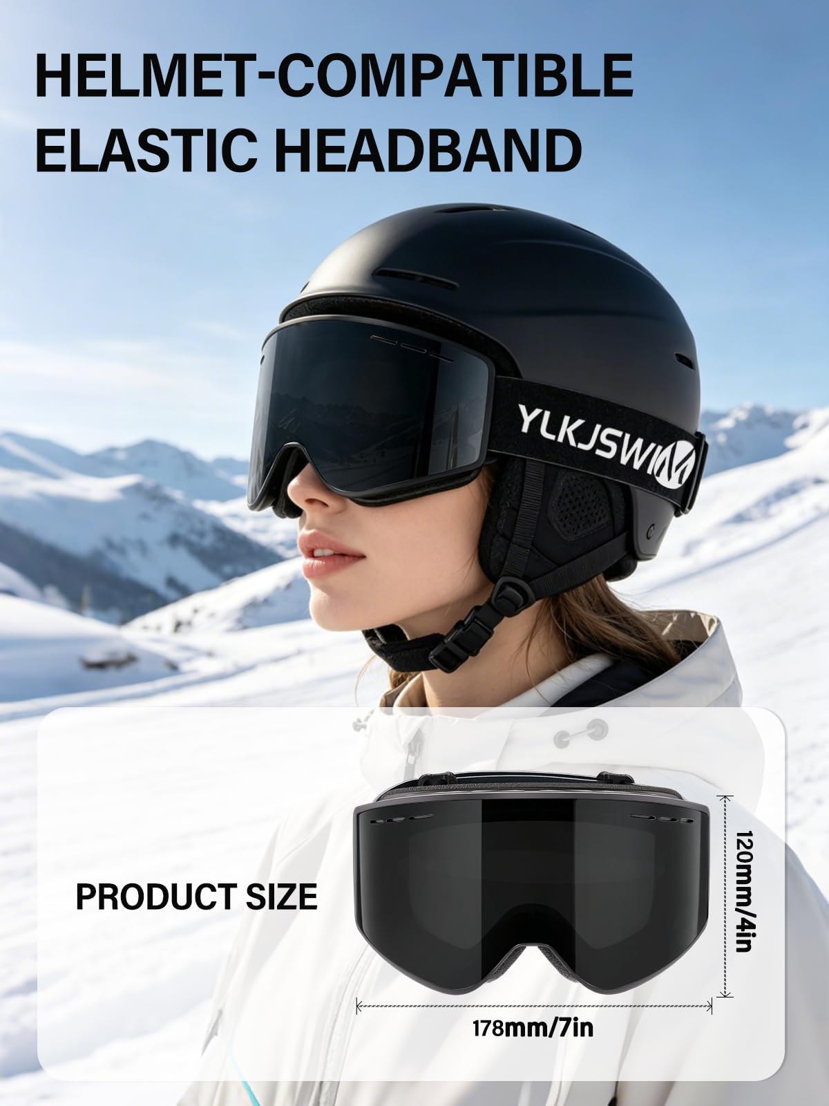 Gogle narciarskie dla mężczyzn i kobiet, gogle śnieżne OTG, ochrona przed promieniowaniem UV, gogle snowboardowe dla dorosłych i młodzieży, skutery śnieżne, sanki