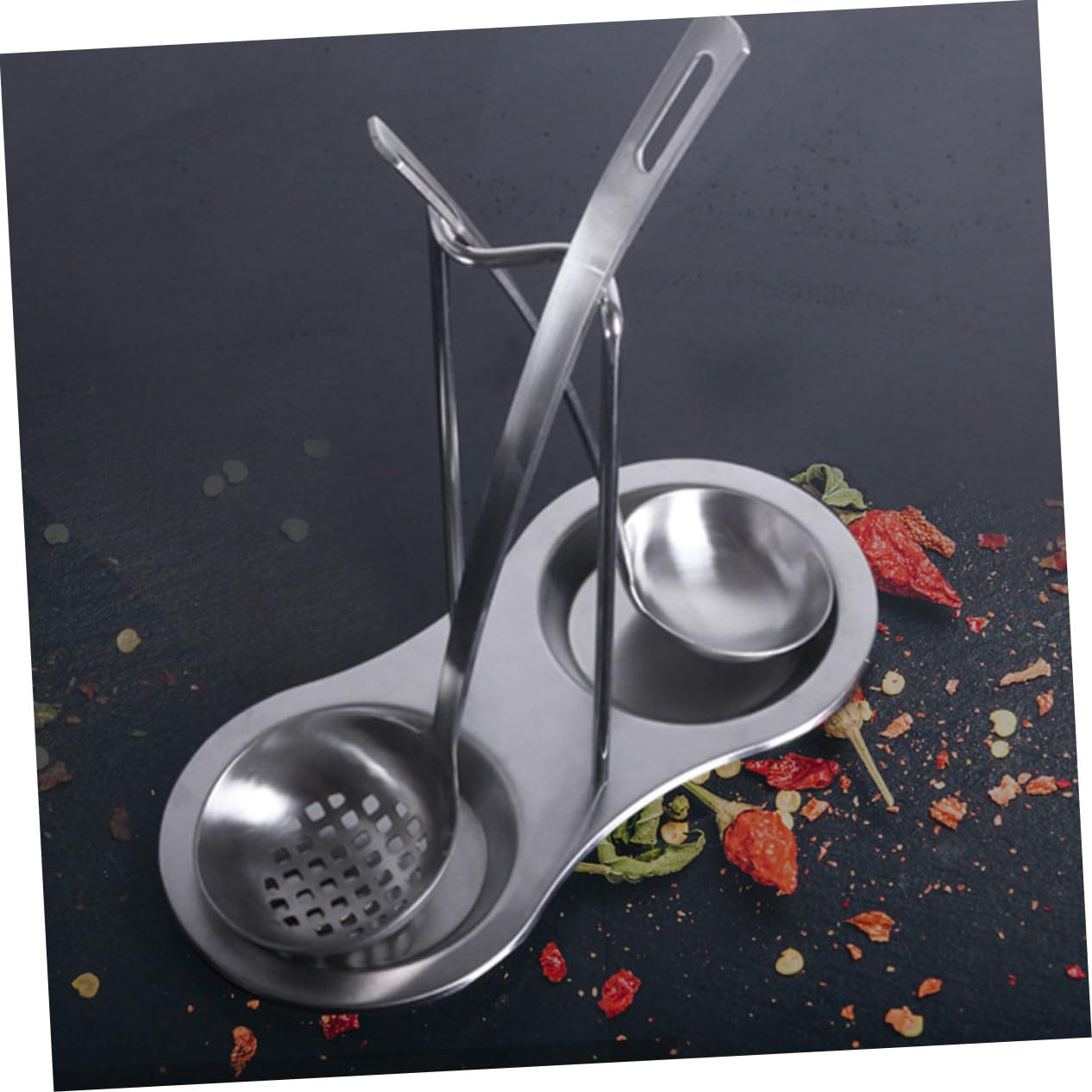 KICHOUSE Pot Lid Stand Soup Spoon Stand Cutlery Organiser with Lid Kitchen Organizer Holder Party Utensils Utensil Rest Spoons Silverware Cooking Rack Steel Can Dining Soup Spoon Rest