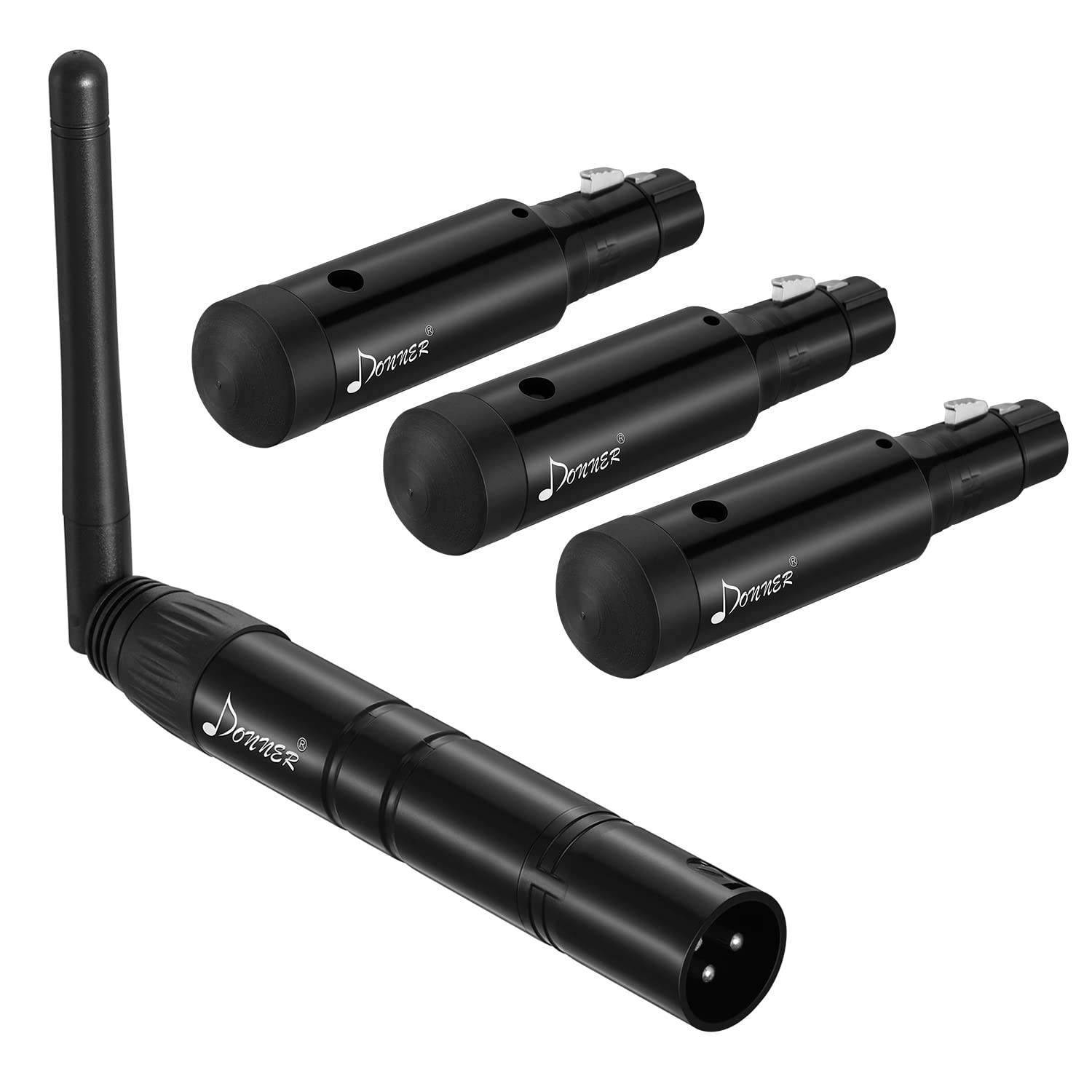 Photo 1 of Donner Wireless DMX512 DJ 2.4G DMX Wireless Controller 3 Receivers with Built-in Battery & Light Dome & 1 Transmitter Stage Lighting Control for LED Stage Disco Party Bar Lighting 4pcs Black
