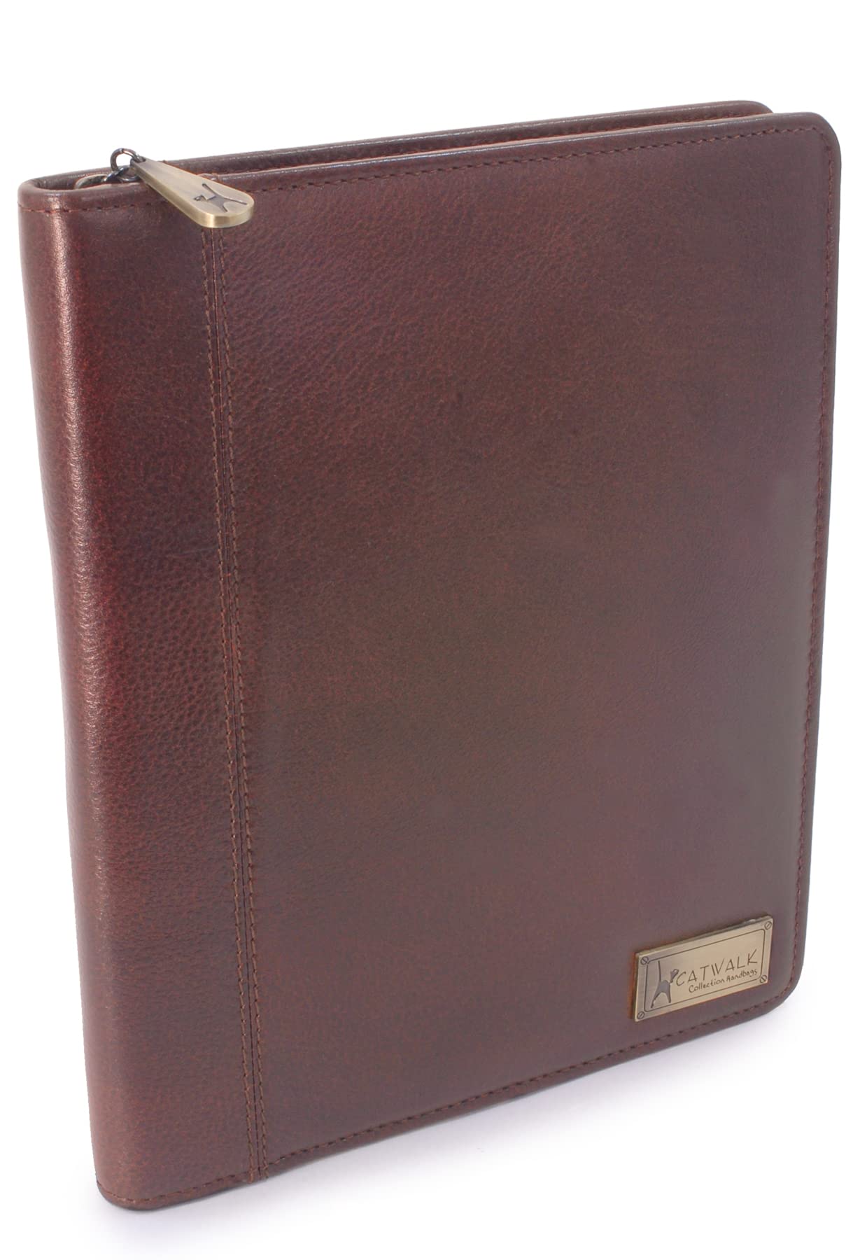 Catwalk Collection Handbags - Cartella Portadocumenti Pelle da Viaggio - Cartellina Porta Tablet e Documenti - Carpetta A5 - Angela - Marrone
