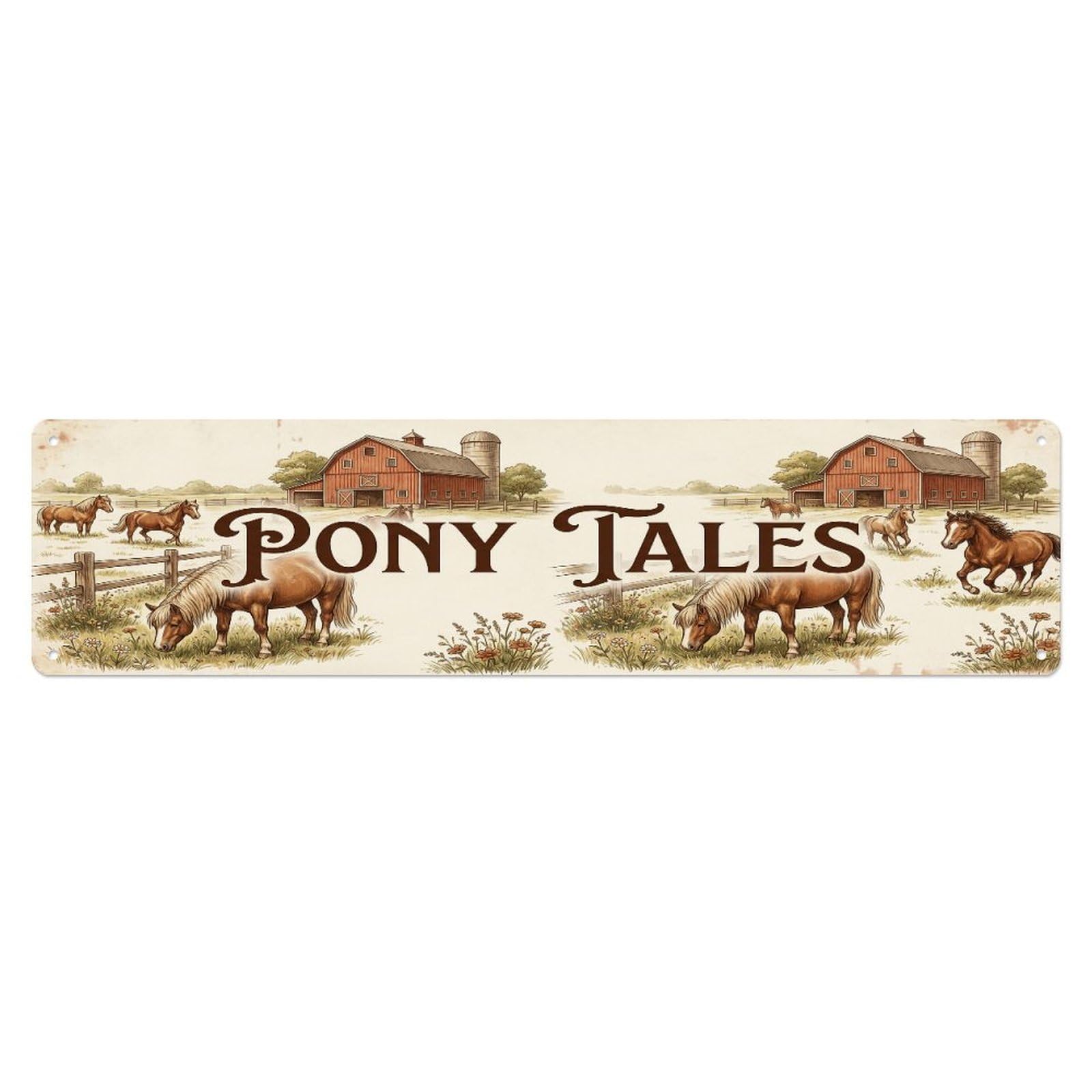 Xanthor Style Metal Tin Sign Vintage Yard Pony Farmhouse Funny Horse Backyard Farm