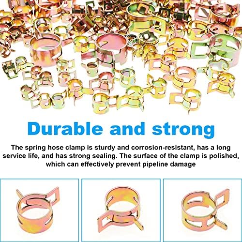 Knpwer 260PCS Spring Hose Clips,Fuel Line Hose Clips,Water Pipe Air Tube Silicone Vacuum Hose Clamp Fastener 12 Sizes ( 6-25mm)
