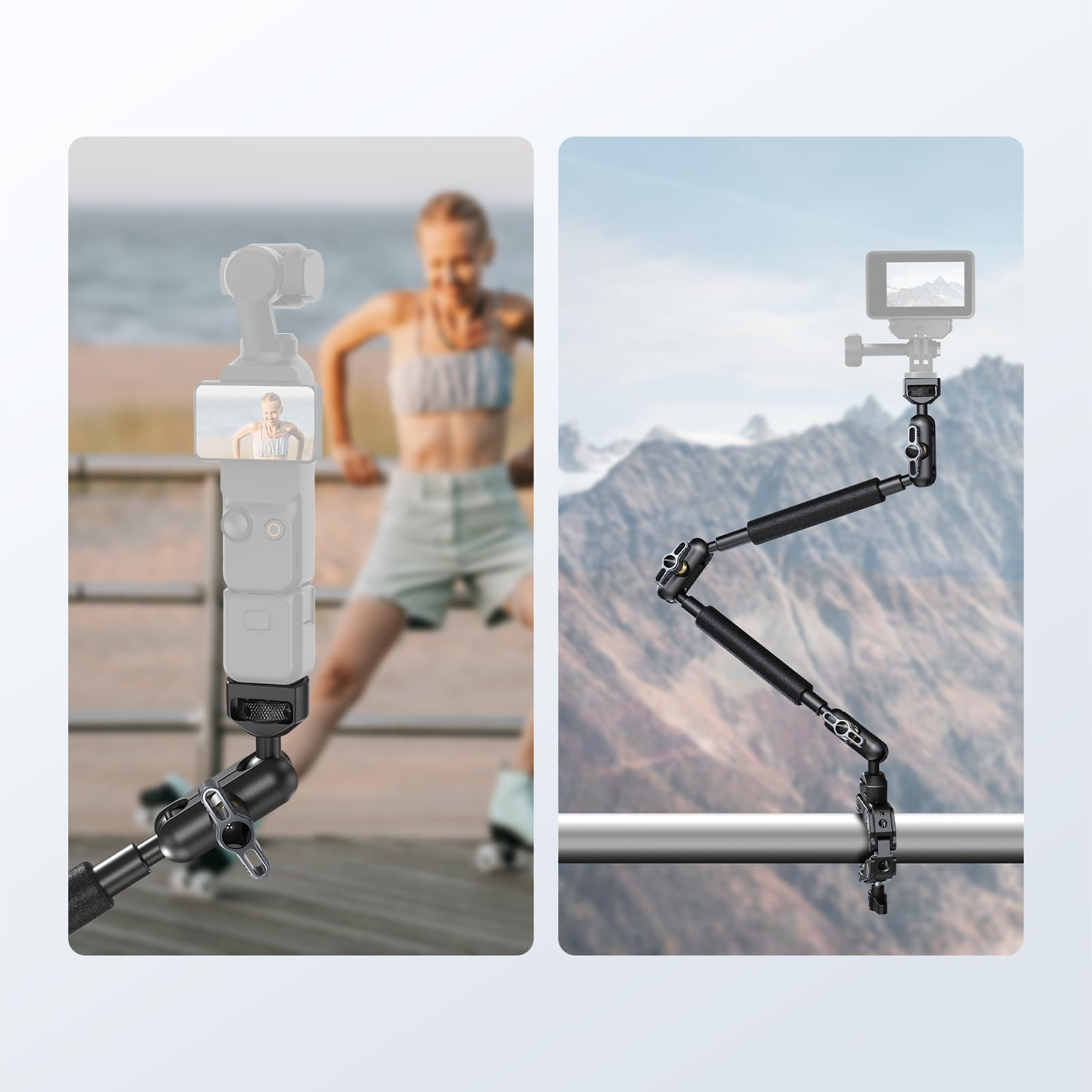 Neewer Magiczne ramię w zacisk, uchwyt na telefon z podwójną głowicą kulową, gwint 1/10.2 cm 3/20.3 cm do ARRI, uchwyt na telefon kompatybilny z iPhone DSLR Action Camera Video Light, UA057