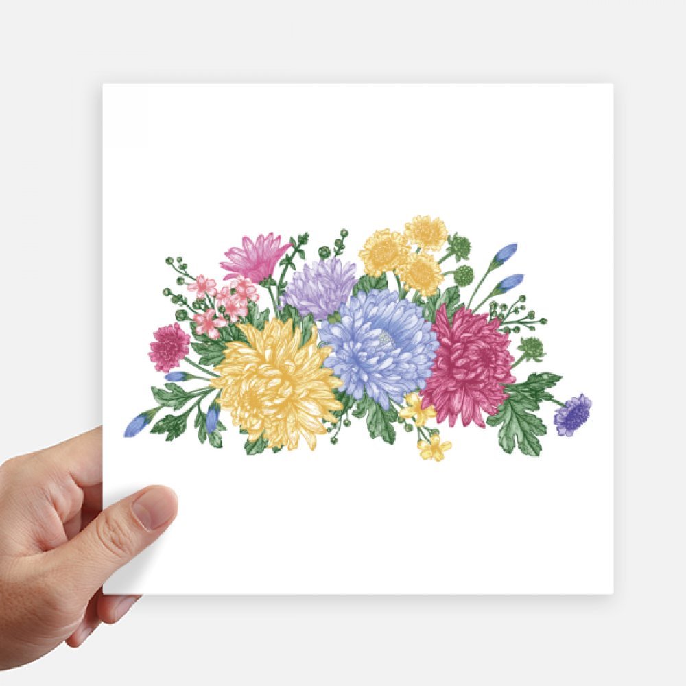 Autocollant carré Chrysanthemum Verdure Fleur pour masquer rayures sur PC et moto 4Pcs