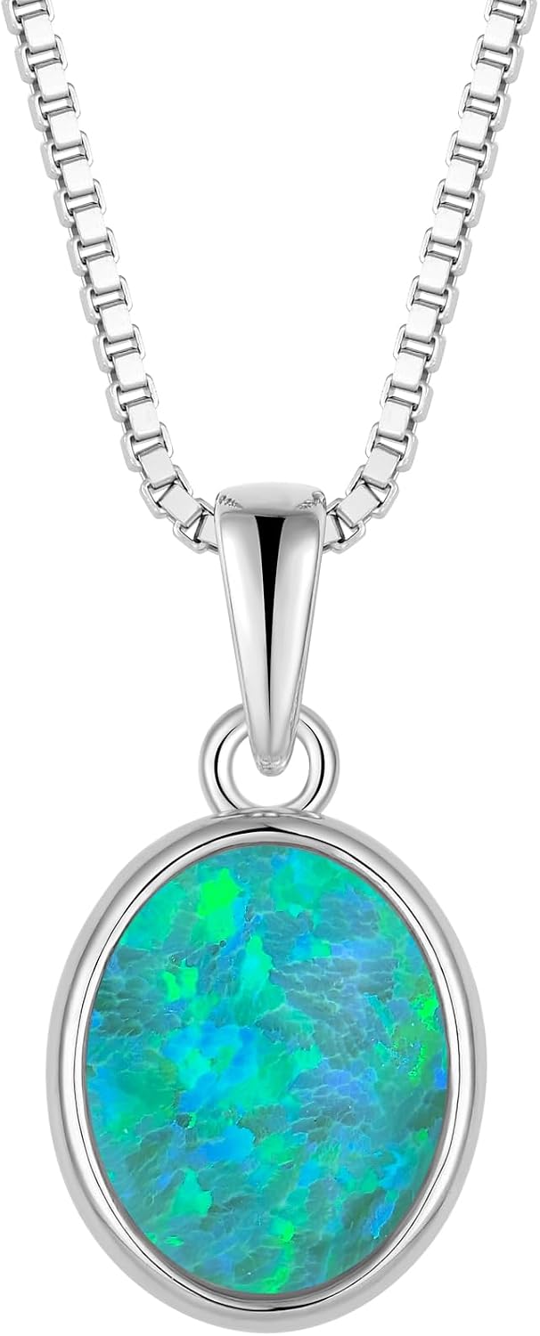 Women 925 Sterling Silver 8 * 10mm Oval Fire Opal Pendant Necklace Jewelry