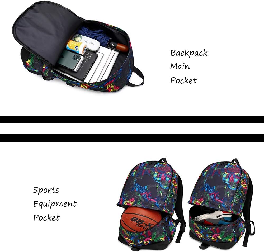 Basketball G-eorge Ball Storage Backpack Sports Equipment Depositary Multifunctional Bag For Men Women (Red Pattern 1)