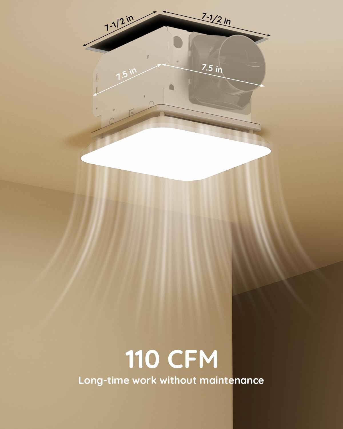 Fitop Bathroom Exhaust Fan with Light, 110 CFM 43W Ceiling Mount Shower Ventilation Exhaust with Light, 1.0 Sones Bathroom Vent with Light, Bathroom Fan 1200LM LED Light 3000K/4000K/5000K