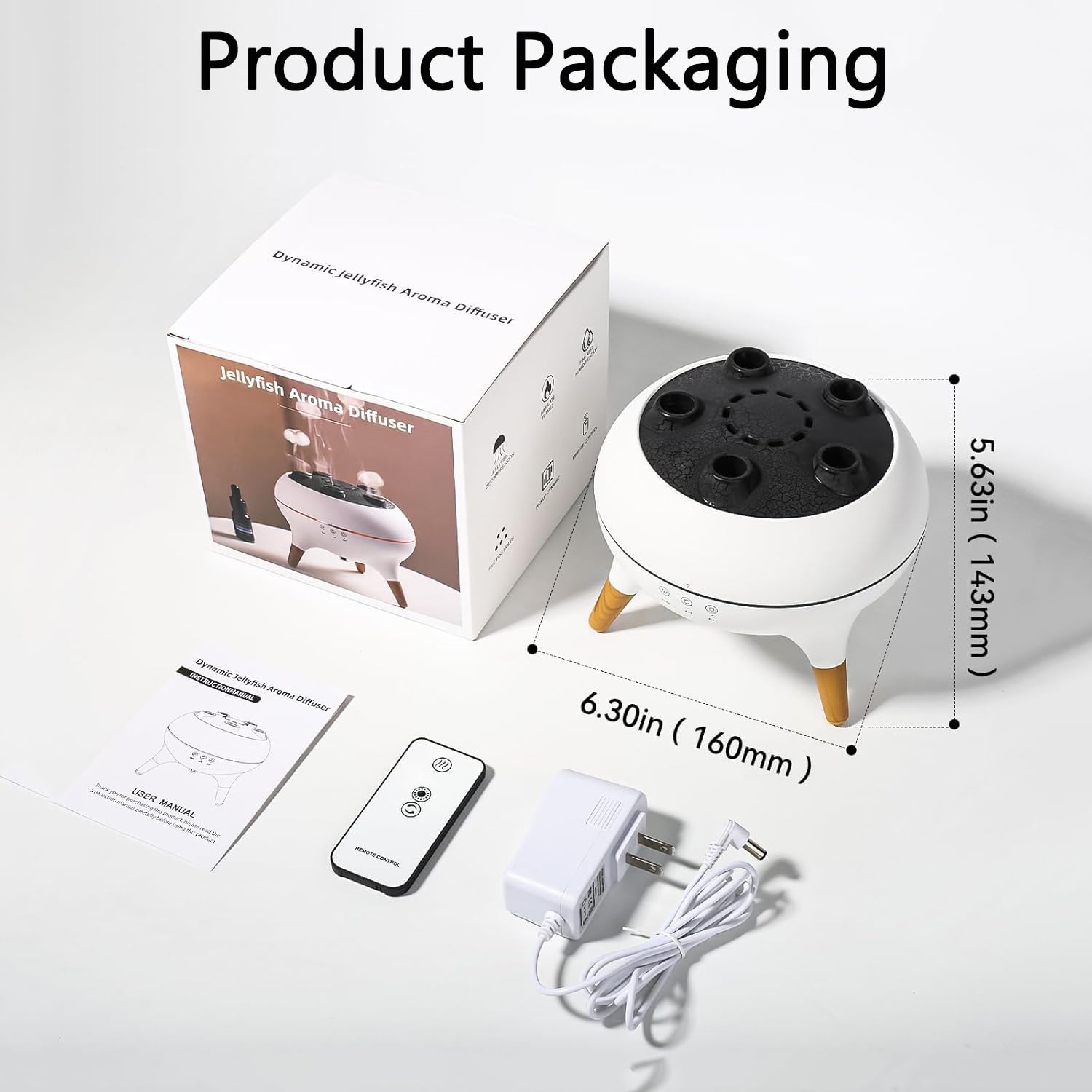 AEDNX Dynamiczny nawilżacz powietrza 3 w 1, dyfuzor meduzy, dyfuzor meduzy, nawilżacz aromaterapeutyczny, nawilżacz powietrza 28 dB Cool Mis z 7 diodami LED i 2 trybami, dyfuzor R/C do domu, biura