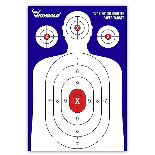 Highwild Shooting Range Silhouette Paper Target - 17X25 Inches - Suitable for Handguns, Rifles, Airguns, BB Guns