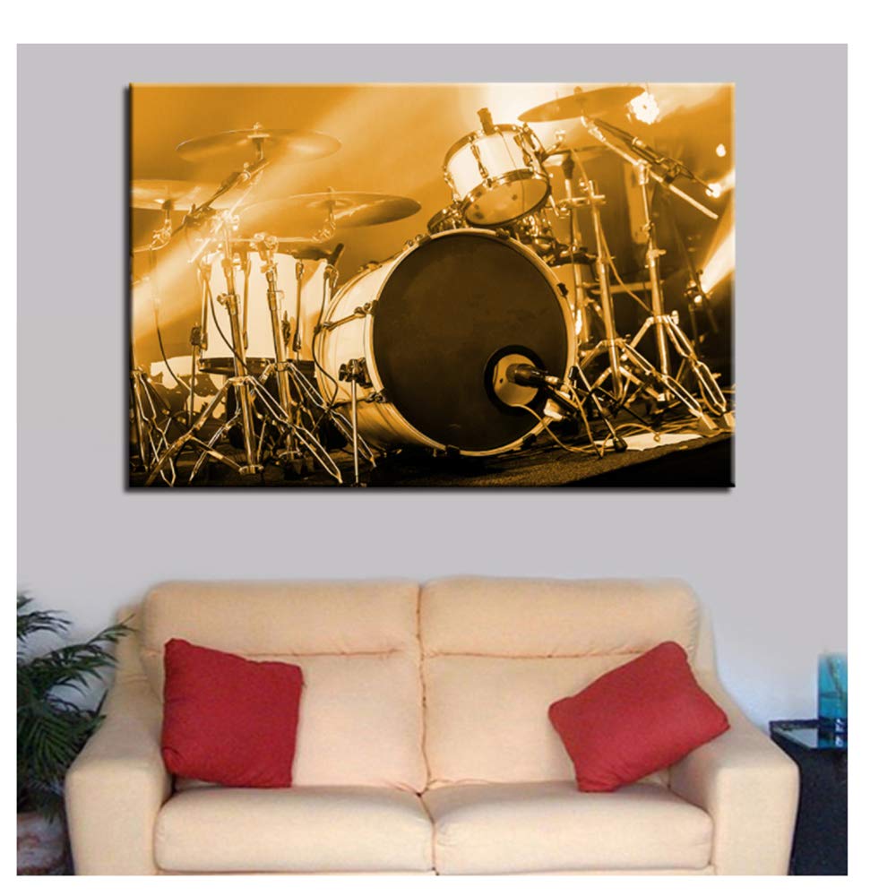 Pinturas en lienzo Impresión en HD para sala de estar Instrumentos musicales Arte de la pared Carteles Decoración para el hogar Batería Juego Cuadros Decoración 40x60cm (15.7 "x23.6") Con marco