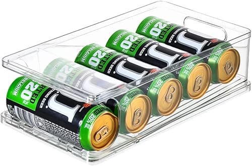 Xicennego Organizador de latas de soda apilable grande para refrigerador, dispensador de latas de nevera para latas altas de 17 onzas, soporte para