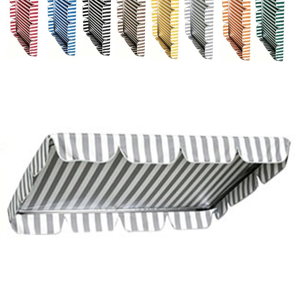 Toit De Rechange pour Balancelle De Jardin Imperméable 142x120 164x114 190x132cm Universelle Toit De Balançoire pour Balancelle À Rayures(Grey,200x120cm/79x47in)
