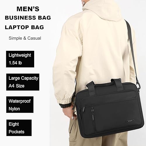 Miniatura 2 de Maletín para laptop de 14 pulgadas para hombres y mujeres, impermeable, de nailon, ligero, bandolera para negocios, oficina, trabajo, viajes,