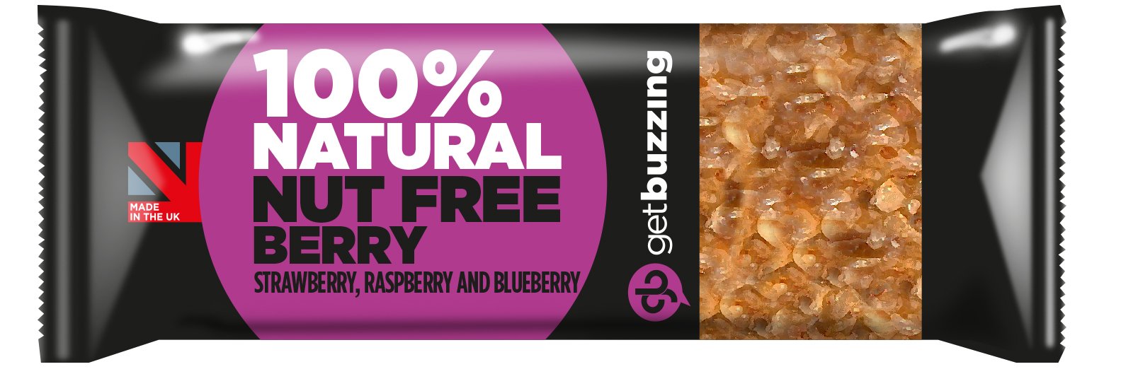 Getbuzzing Nut Free Strawberry, Raspberry and Blueberry Flapjack 62 g