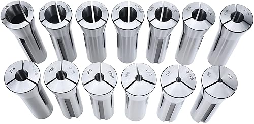 BTSHUB Precision R8 Juego de 13 pinzas de molino endurecidas T.I.R. Torno de 0.0006" (18" a 78") Soporte para portabrocas