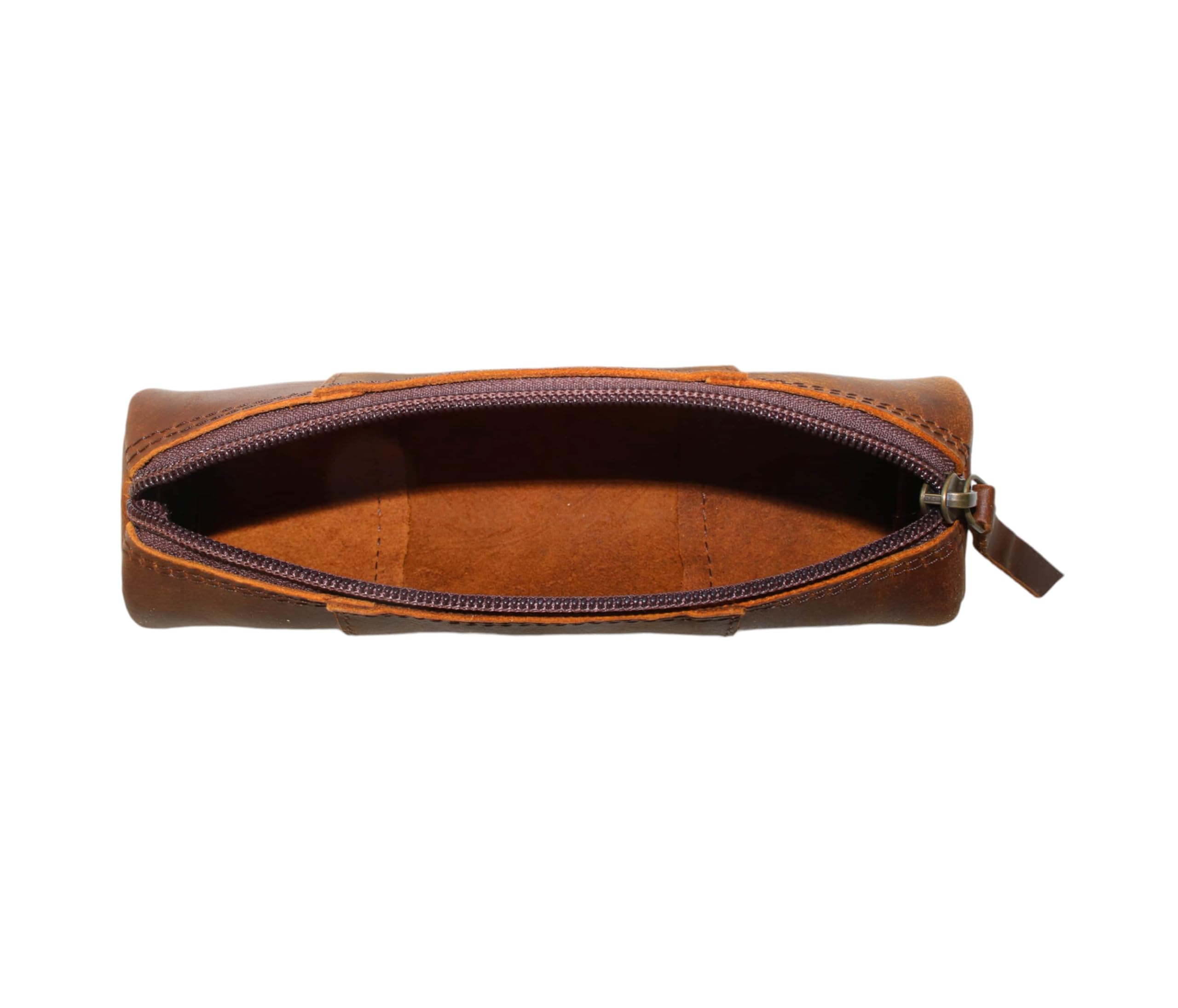 Estuche para lápices de Cuero Vintage Genuino portalápices con Cierre Cremallera Organizador Pinceles artística Marcador Oficina papelería Regalo para Estudiantes Artistas Pintores escritores