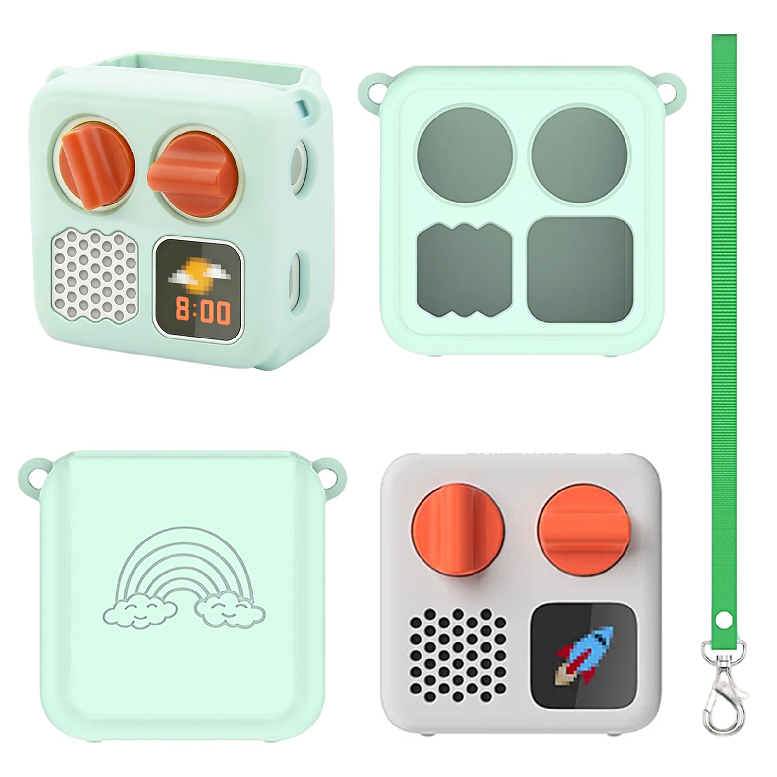 Viilich Silicone Case Cover for Yoto Mini 2024, Protective Shell Box Skin Multi-Function Protector with Card Space and Shoulder Strap, Compatible with Flipper Zero Yoto Mini Plus Pokemon Go Plus