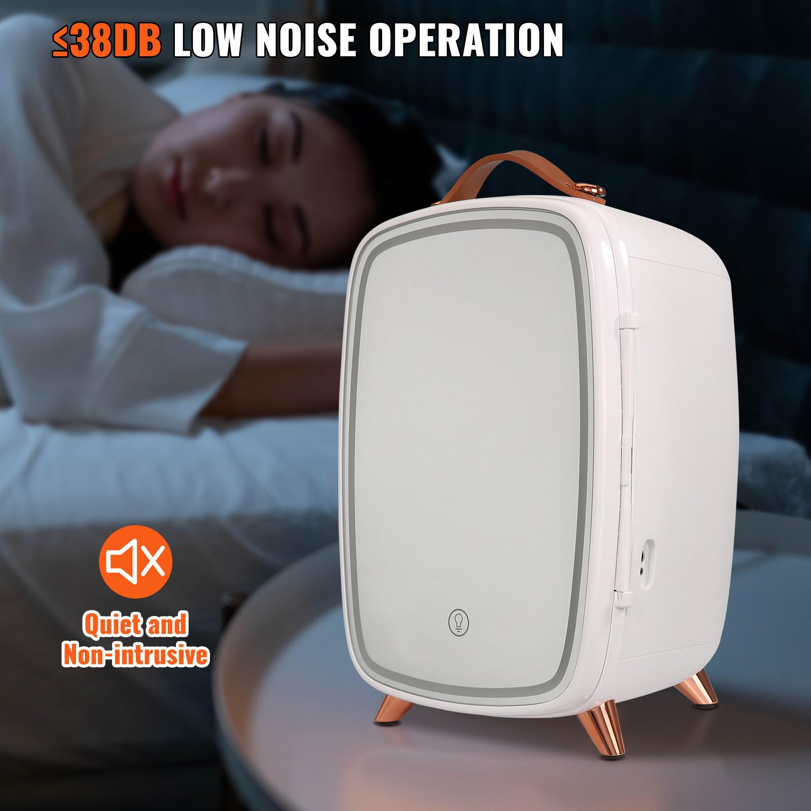 Happybuy 6l Mini Skincare Refrigerator With Hd Mirror & LED Light – Portable Cosmetic Fridge For Beauty Products, Face Masks & Beverages – Ac/Dc Powered For Bedroom, Office & Travel (White) on Fridge.com - View 5