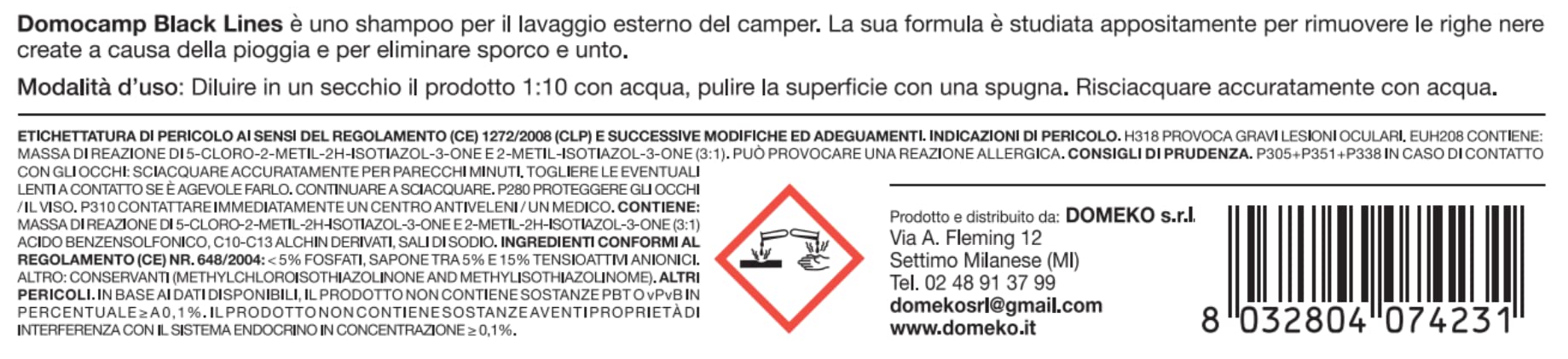 Black Lines 5 Litri - DETERGENTE Super SGRASSANTE per LA Pulizia Esterna di Camper E Caravan - ELIMINA Le Righe Nere