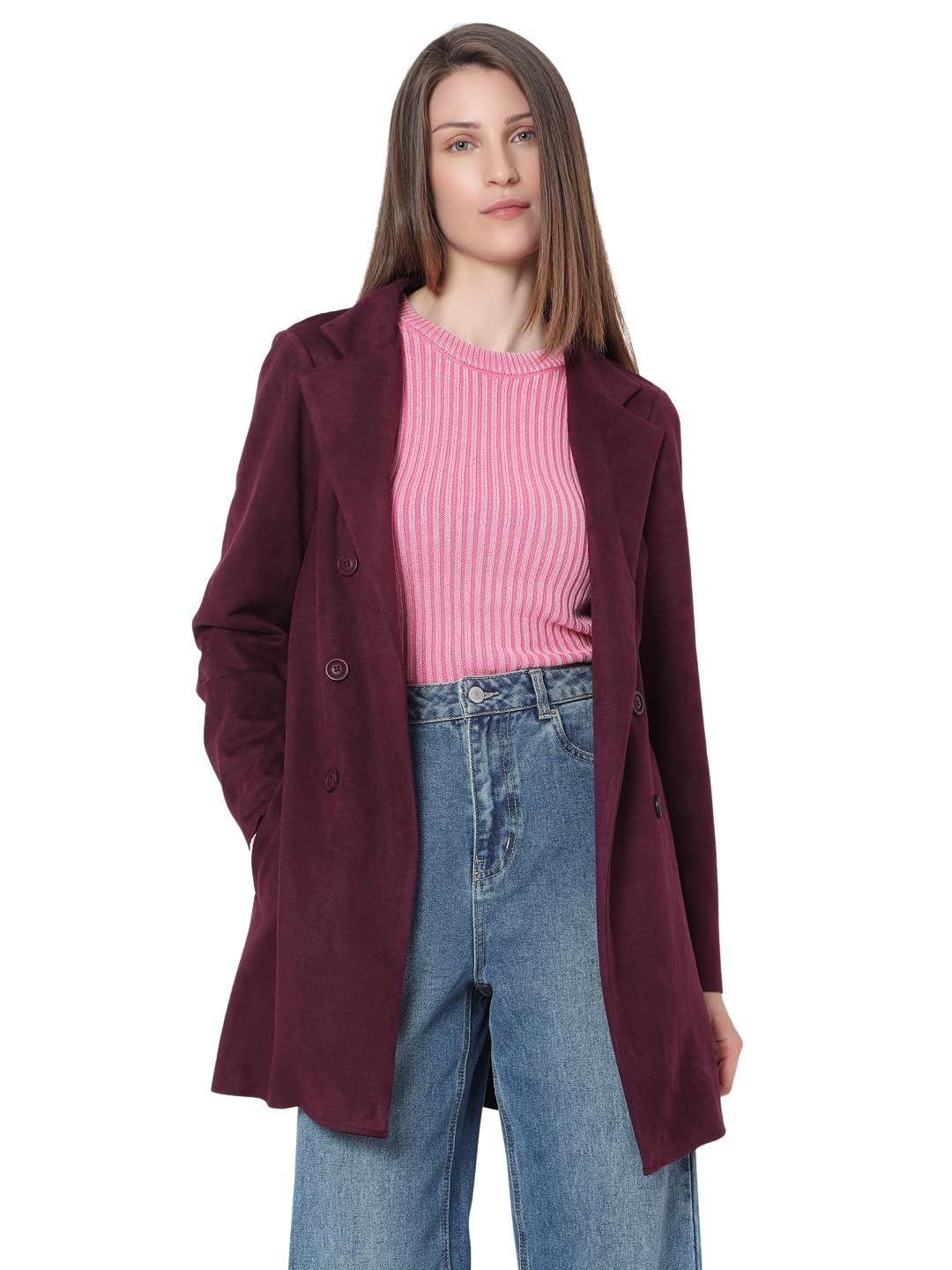 Women's Polyster Knee Length A-Line Coat