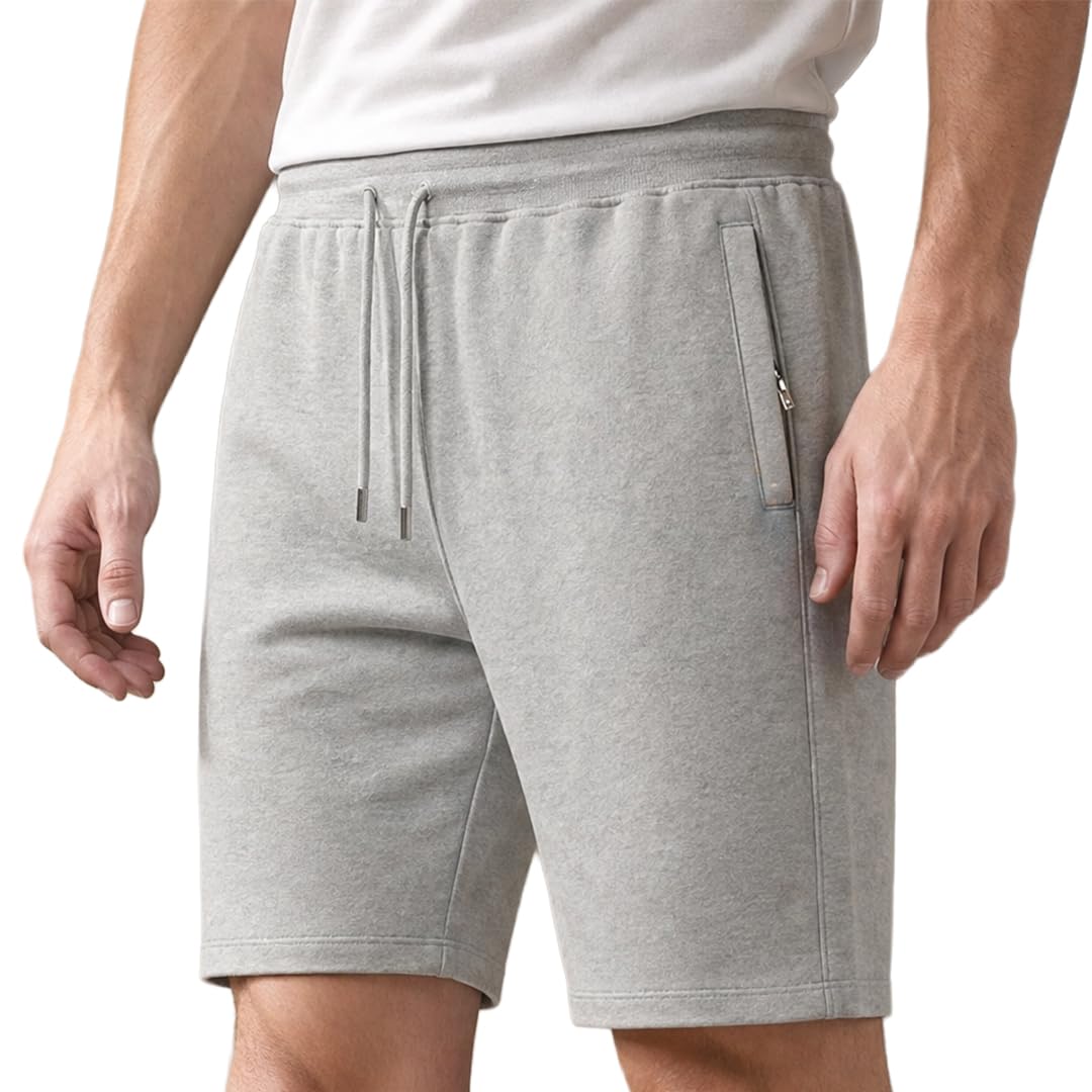 Zip Pocket Regular Fit Shorts for Men | Cotton French Terry Fabric |-image-16