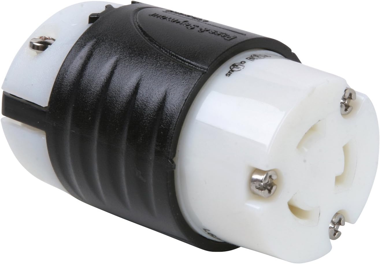 Legrand Pass & Seymour L620CCCV3 Turnlok Industrial Spec Grade Locking Connector, 20 Amp 250V, NEMA L6-20R, Black/White (1 Count)