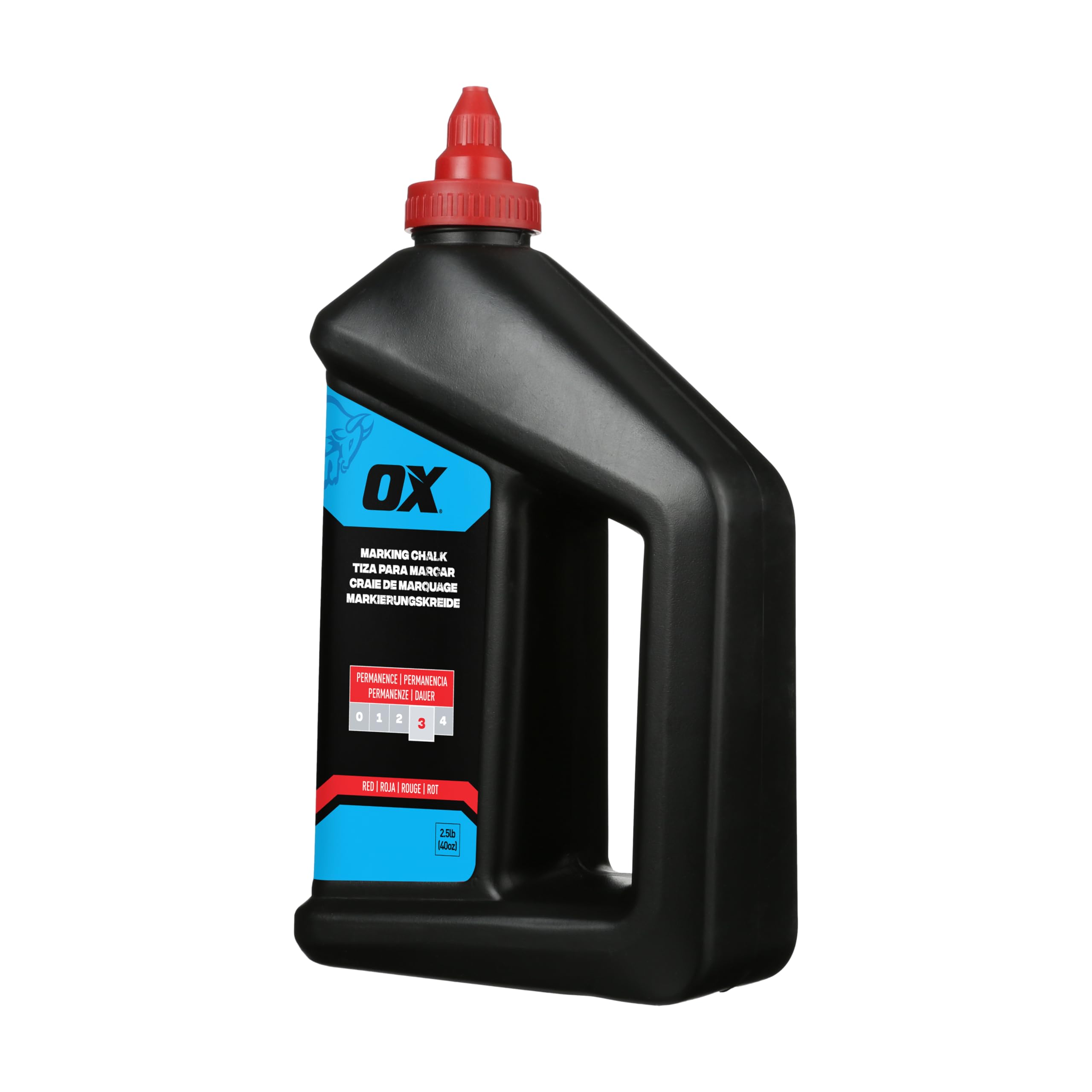OX Pro 40oz/1.1kg Permanent Red Marking Chalk - Permanence 3, Ideal for Weatherproof Markings lasting upto 1 month, General Construction Chalk Line Refill Powder for Chalk Reels
