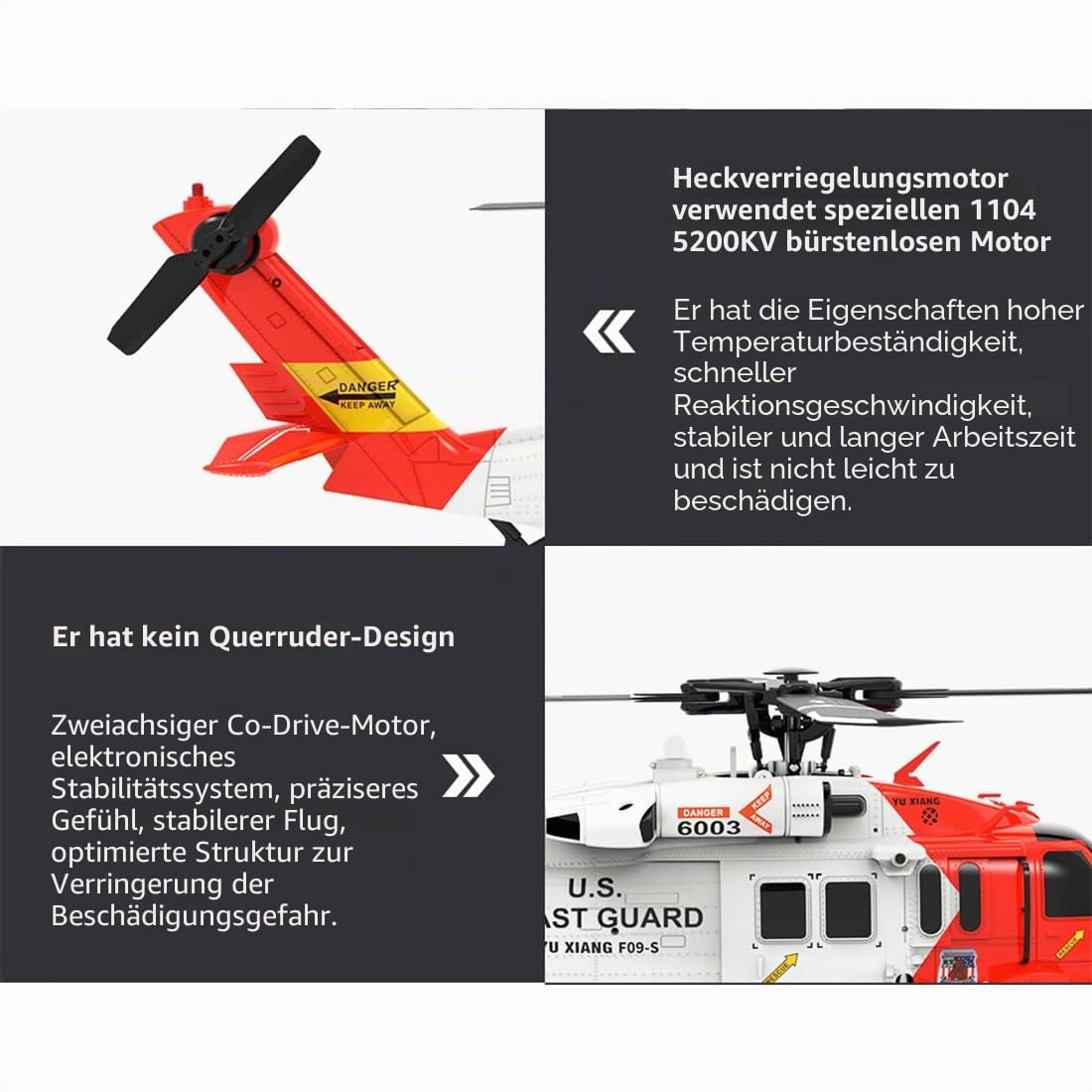 UH60-Black-Hawk RC Helikopter für Erwachsene, YUXIANG F09-S 2.4G 6CH Bürstenlos 3D Shunt Outdoor Groß Ferngesteuert Hubschrauber, RC-Flugzeuge für Anfänger