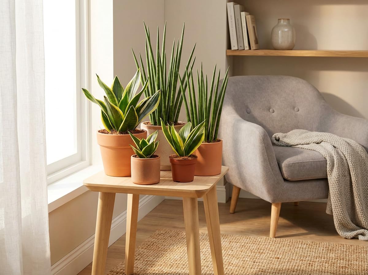 IFLO® Bogenhanf Sansevieria Laurentii 2er-Set – 50-65 cm, luftreinigende, pflegeleichte Zimmerpflanzen im Topf 17-19 cm